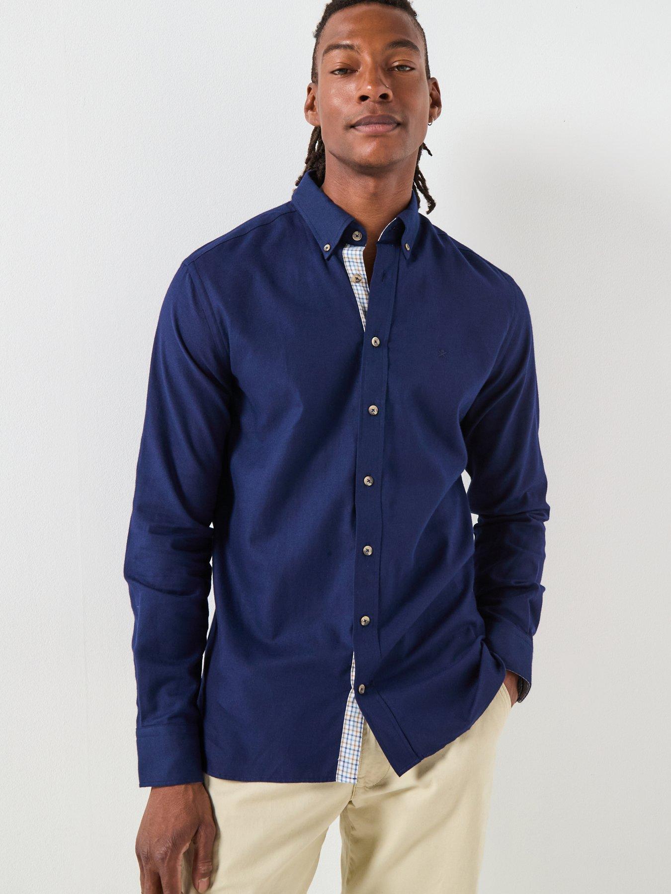 Hackett Flannel Trim Long Sleeve Shirt - Navy