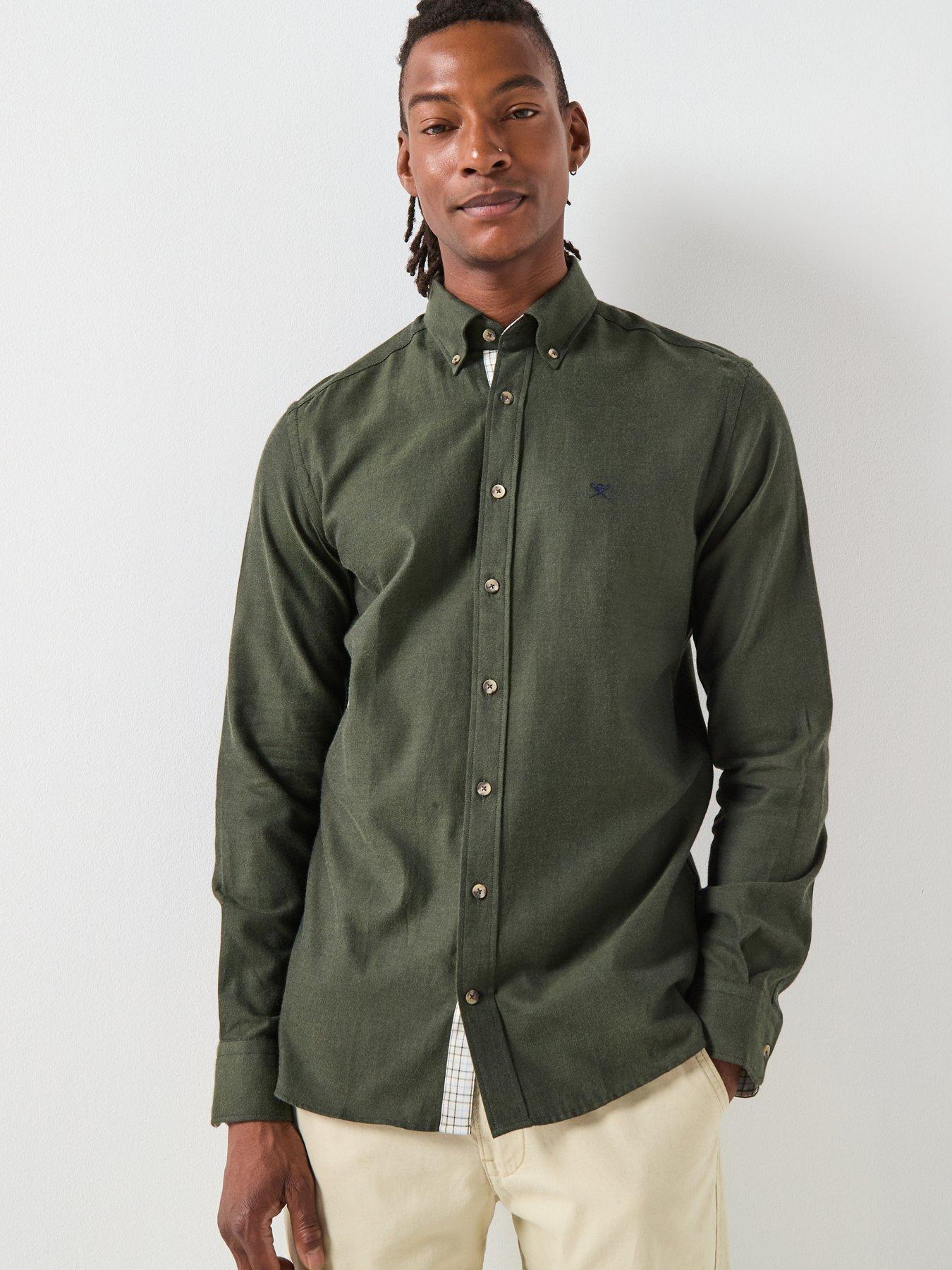 Hackett Flannel Trim Long Sleeve Shirt - Green
