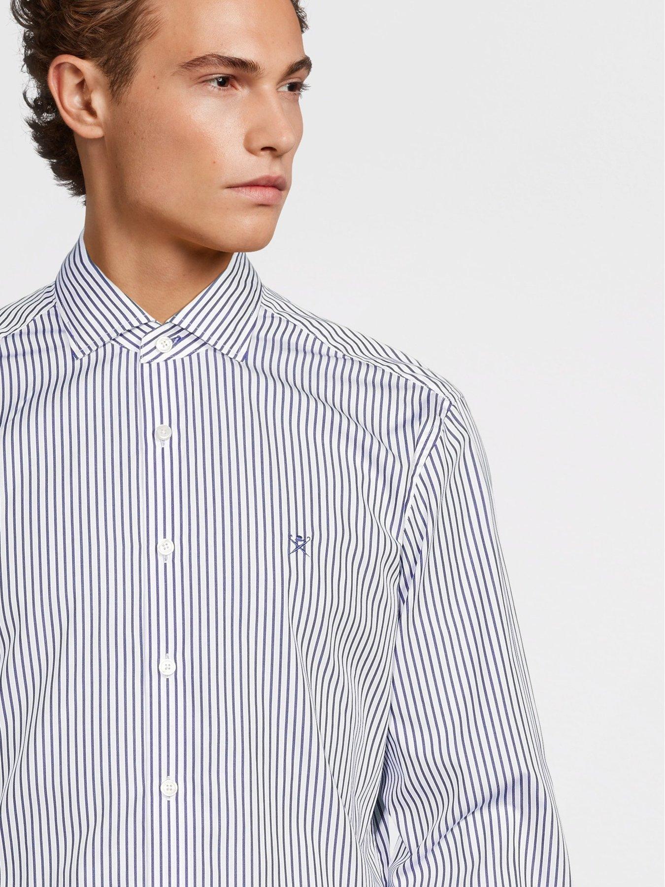 Image 4 of 6 of Hackett Bengal Stripe Casual Long Sleeve Shirt - Blue