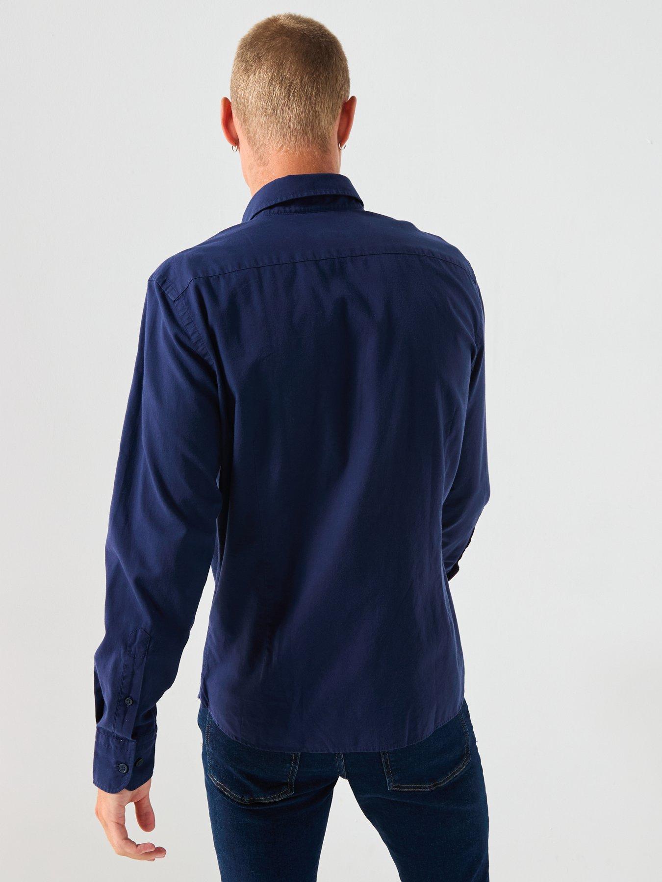 Image 2 of 6 of Hackett Garment Dye Plain Oxford Shirt - Navy