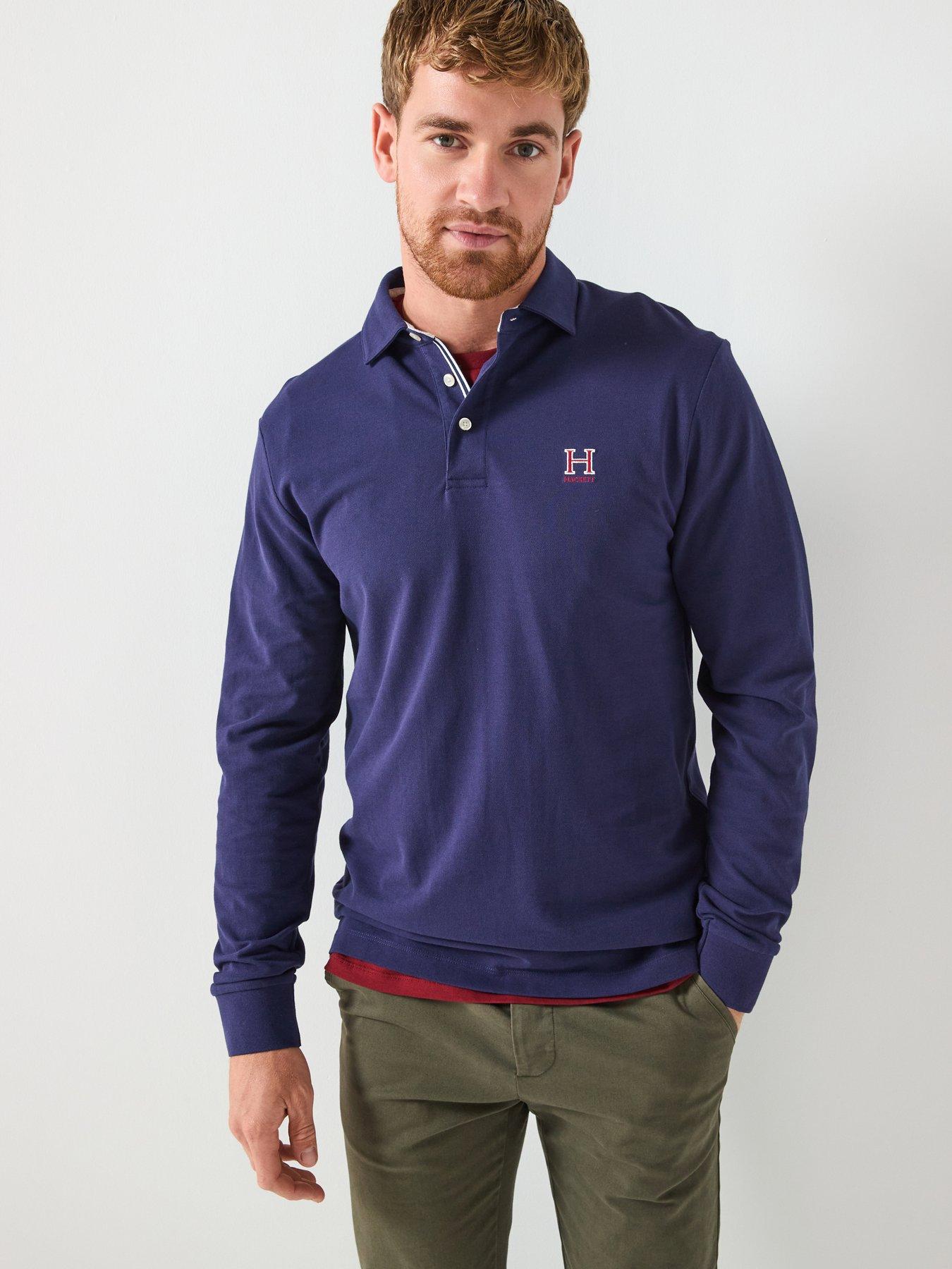 undefined Hackett Heritage H Long Long Sleeve Polo Shirt - Navy