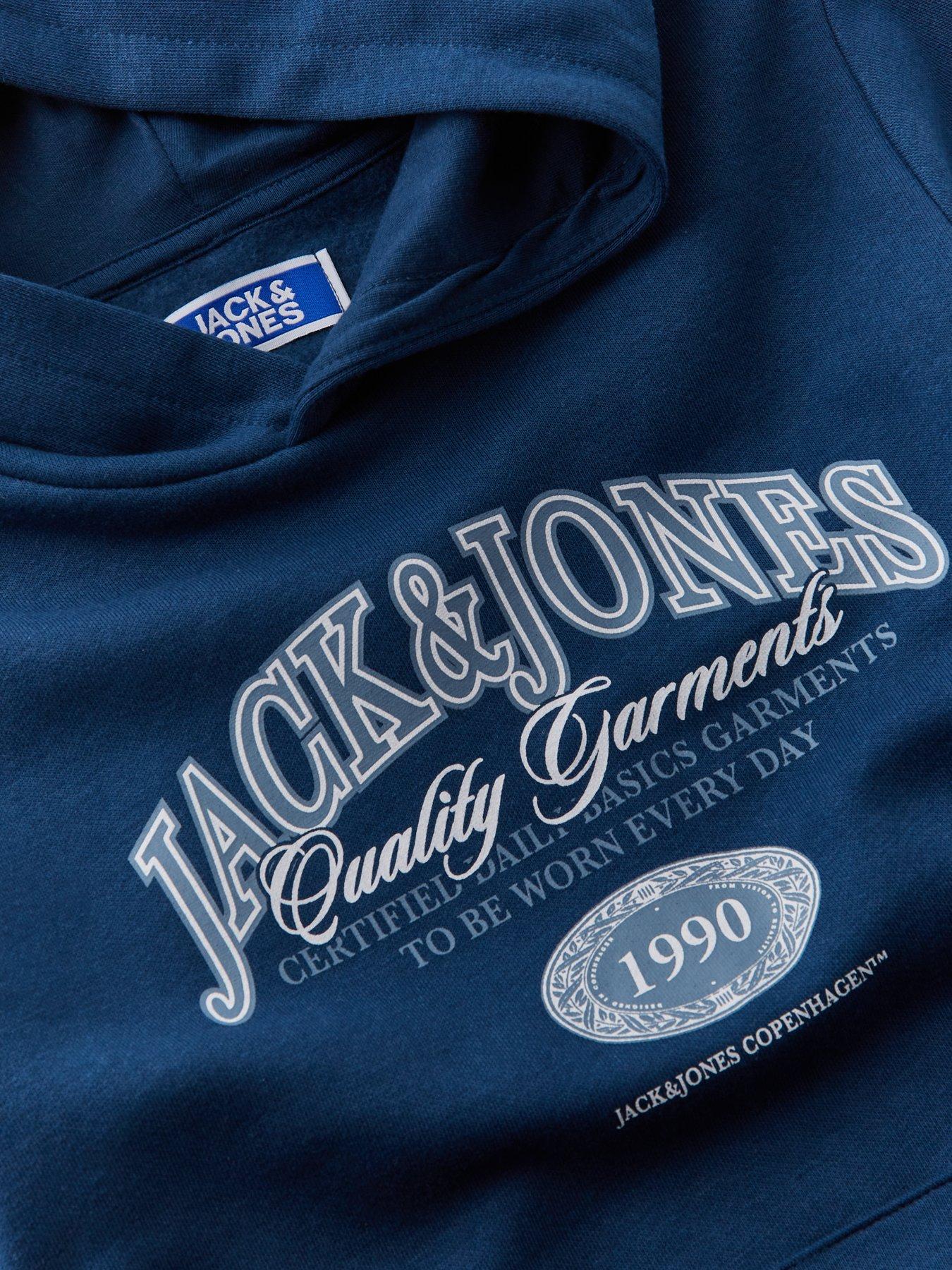 Image 3 of 4 of Jack & Jones Junior Boys Ari Branding Hoodie - Blue