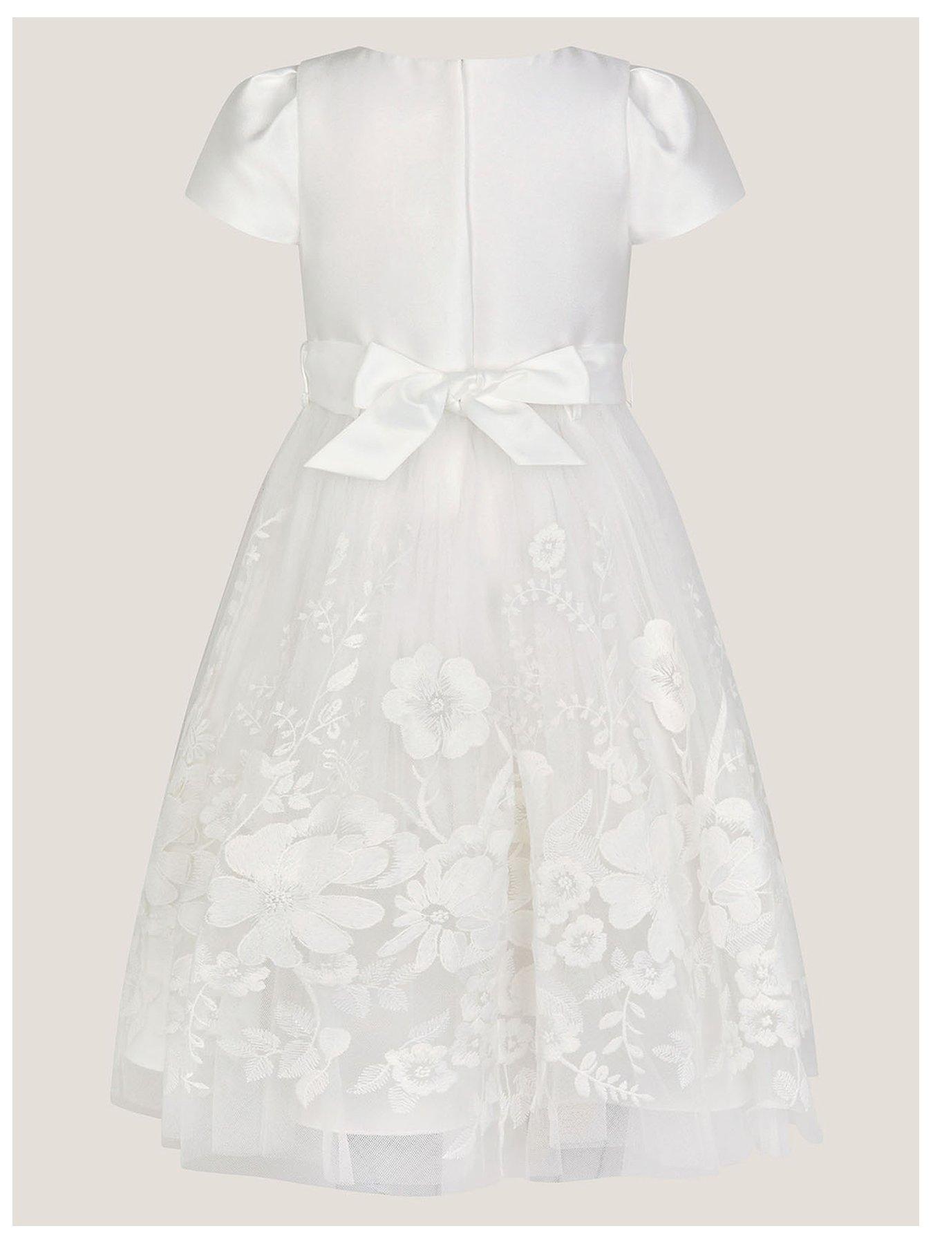 Image 2 of 3 of Monsoon Girls Alicia Embroidered Skirt Dress - Light Cream