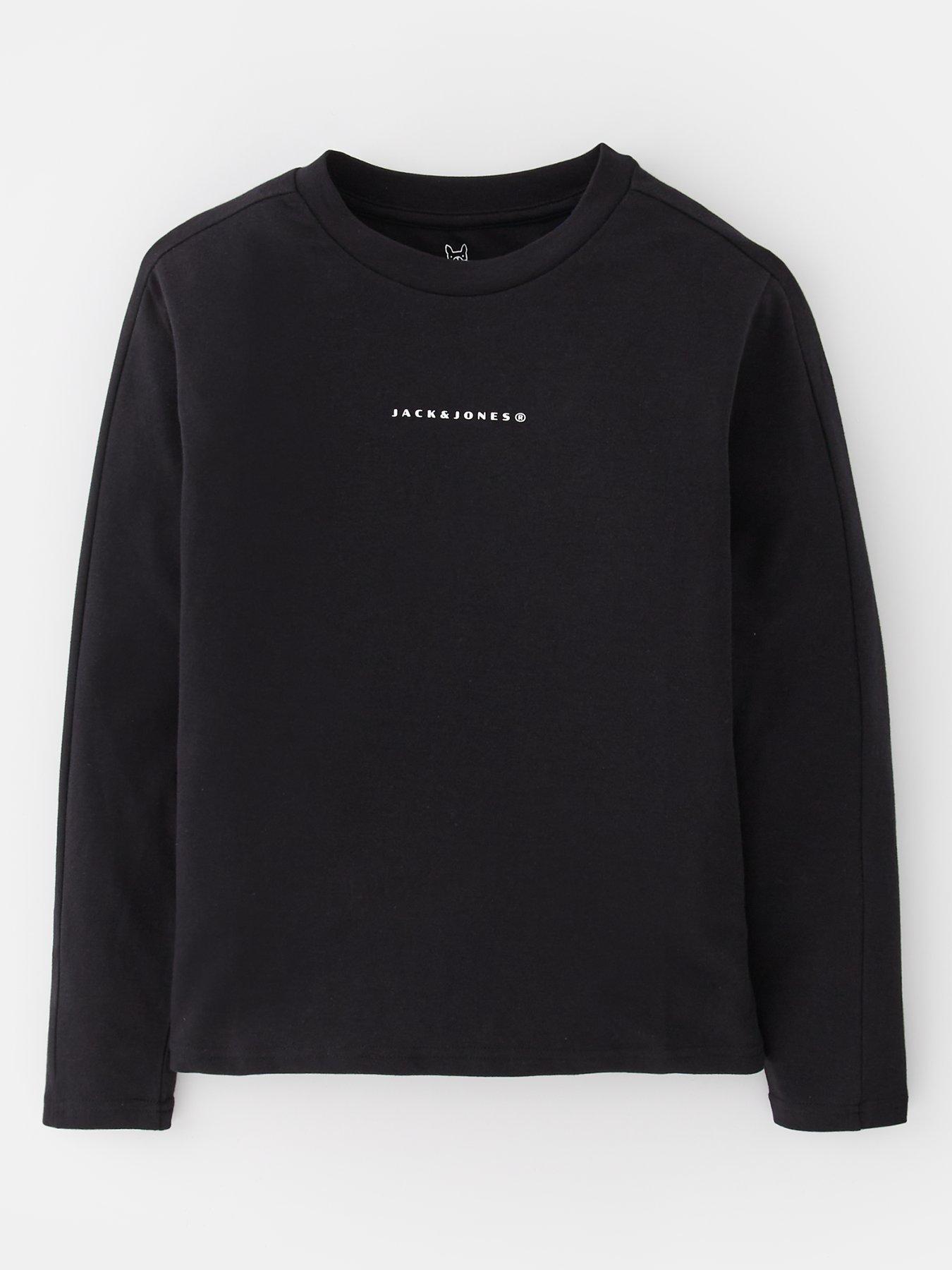 Image 1 of 4 of Jack & Jones Junior Boys Back Print Long Sleeve T-shirt - Black