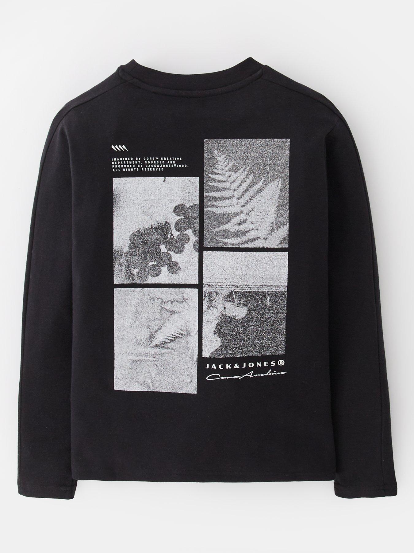 Image 2 of 4 of Jack & Jones Junior Boys Back Print Long Sleeve T-shirt - Black