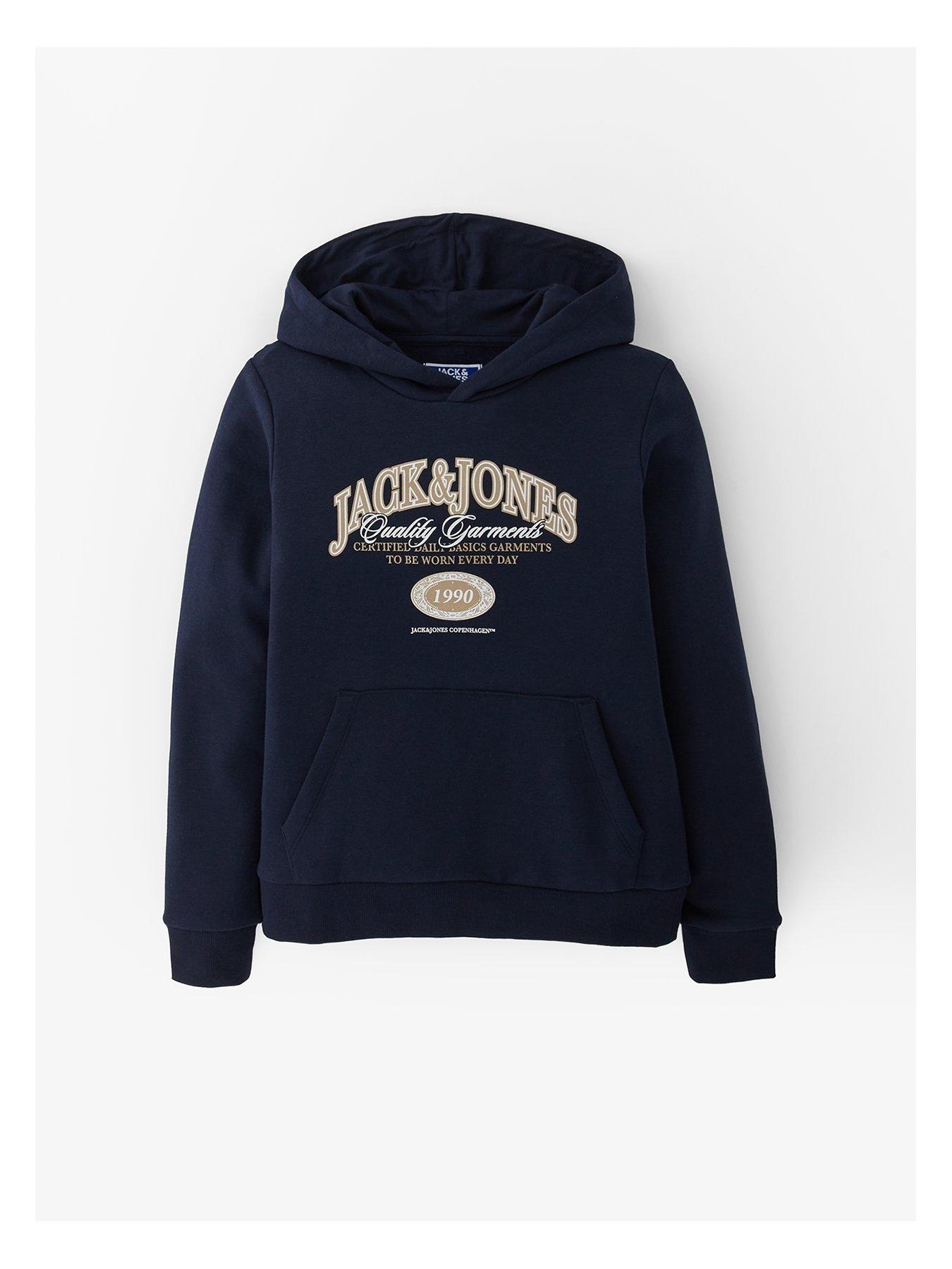 Jack & Jones Junior Boys Ari Branding Hoodie - Navy