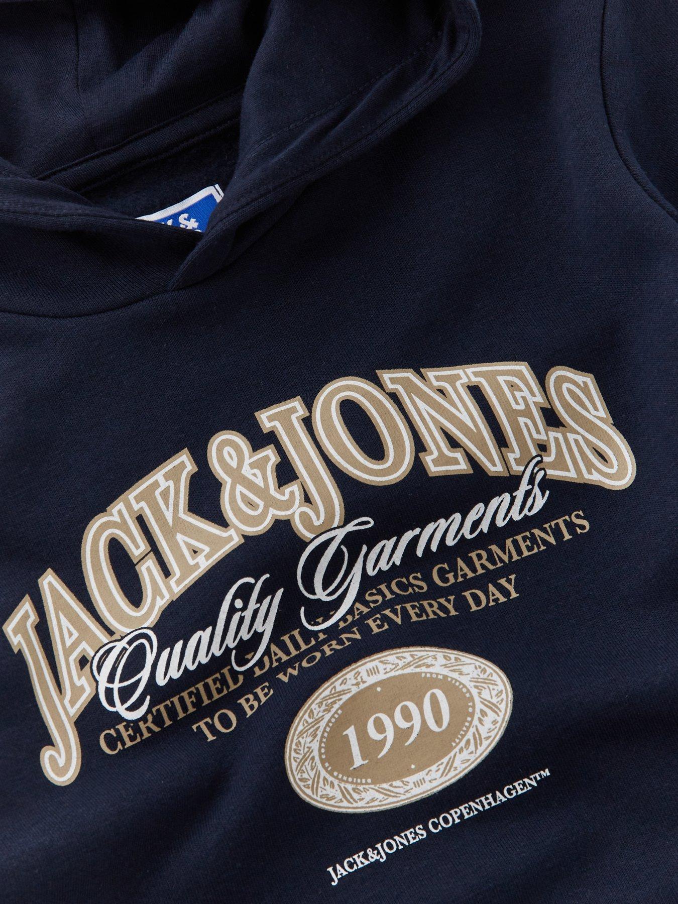 image of jack-jones-junior-boys-ari-branding-hoodie-navy