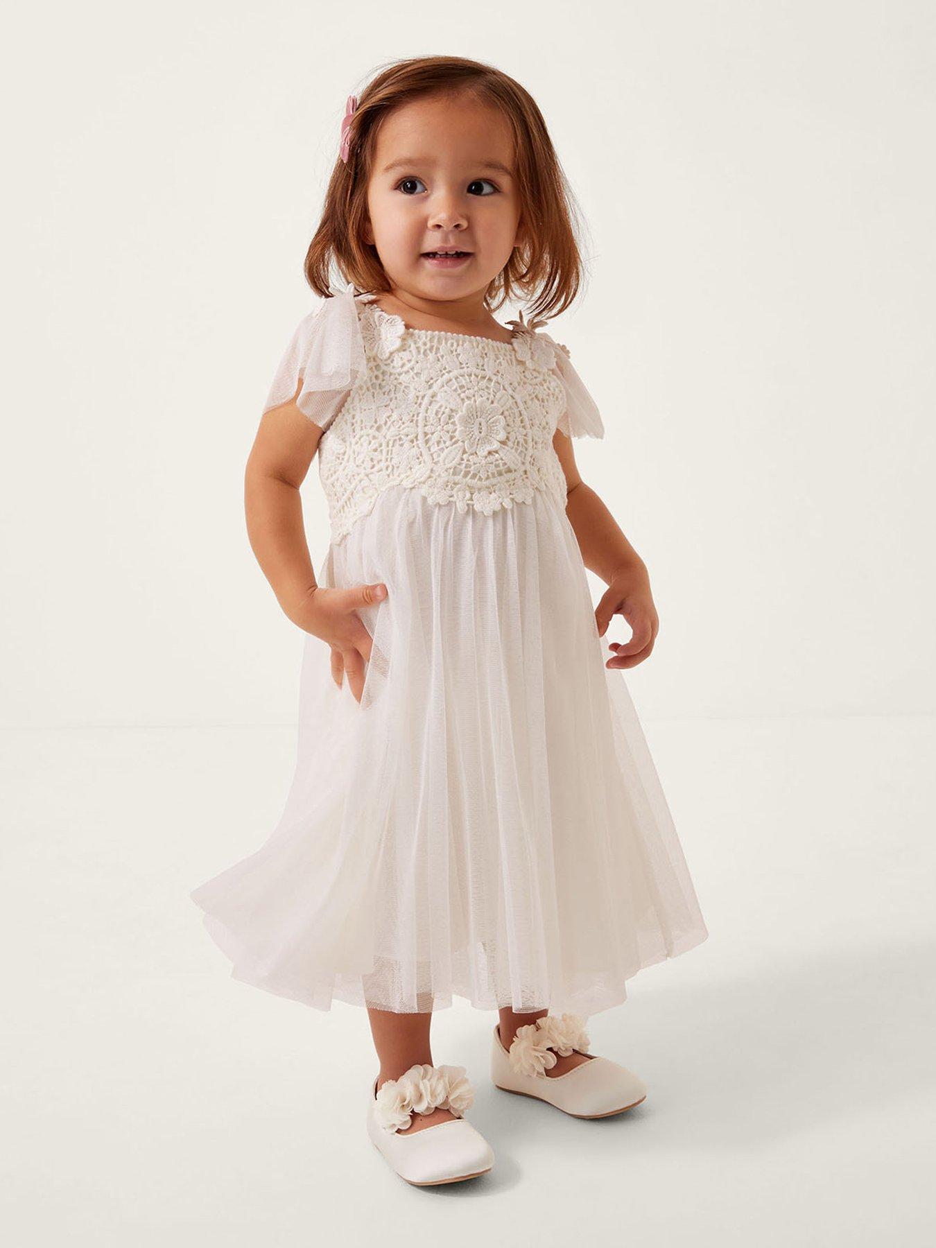 Monsoon Baby Girls Starla Lace Tulle Dress - Ivory