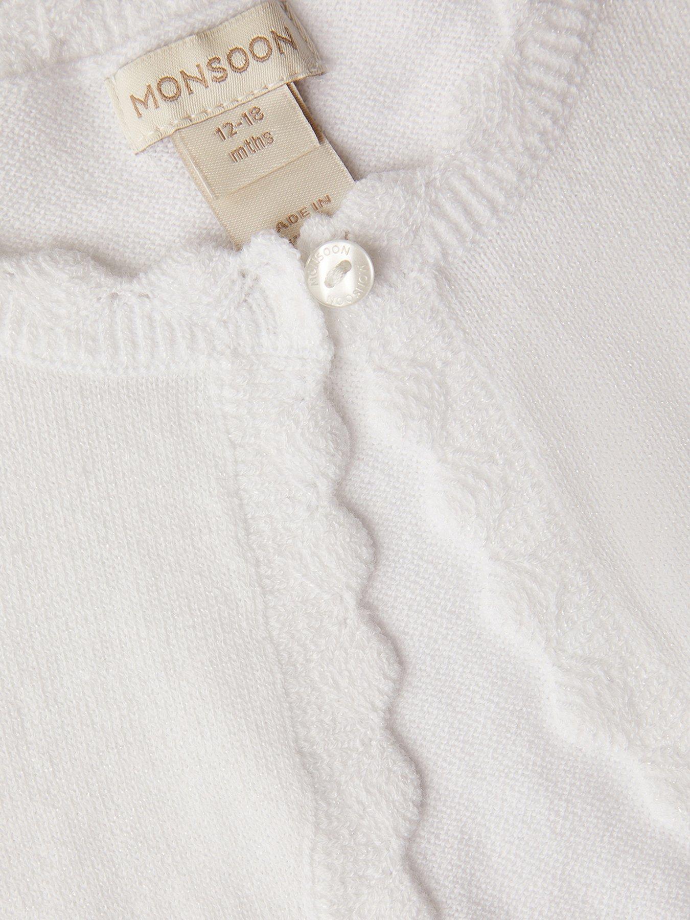 Image 3 of 3 of Monsoon Baby Girls Maeve Cardigan - Light Cream
