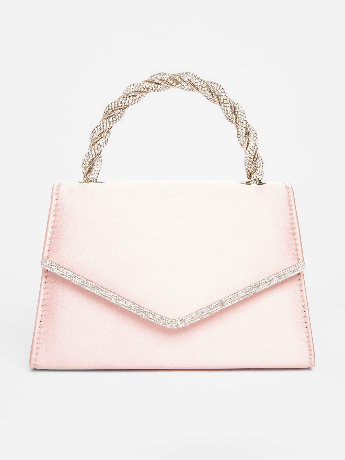 undefined Pink Diamante Twist Top Handle Bag
