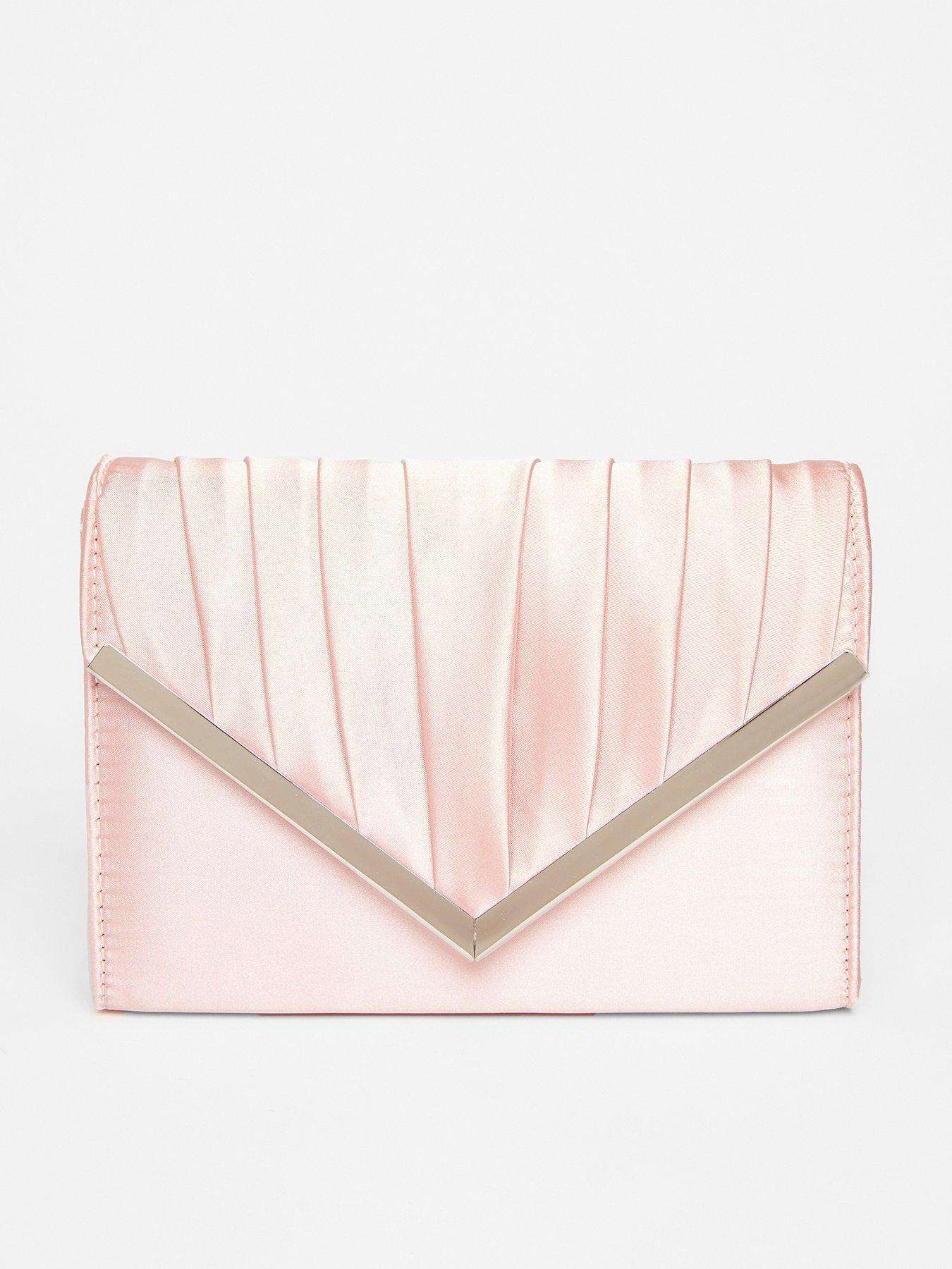 Image 1 of 4 of Quiz Pink Pleated Clutch Bag