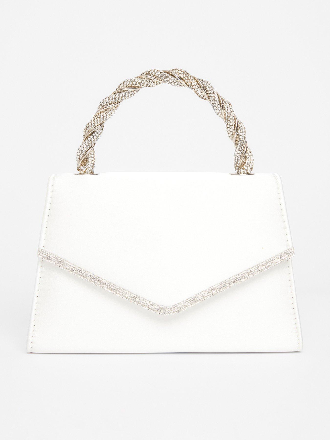 undefined White Diamante Twist Handle Bag