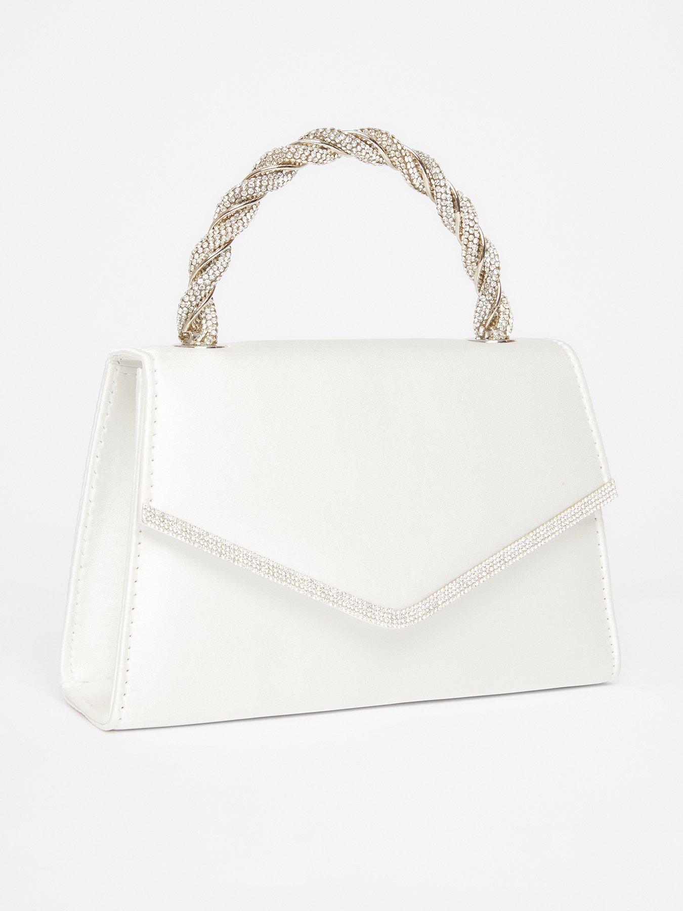 back image of quiz-white-diamante-twist-handle-bag