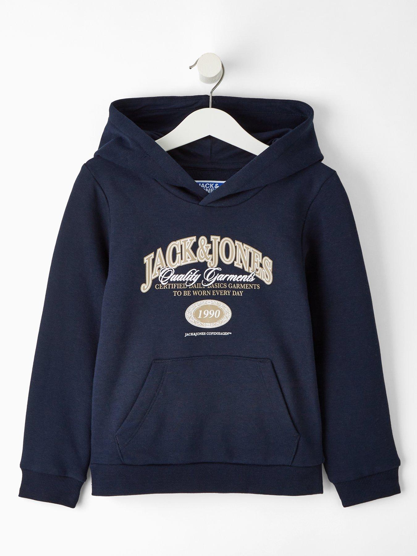 Jack & Jones Mini Younger Boys Ari Branding Hoodie - Navy