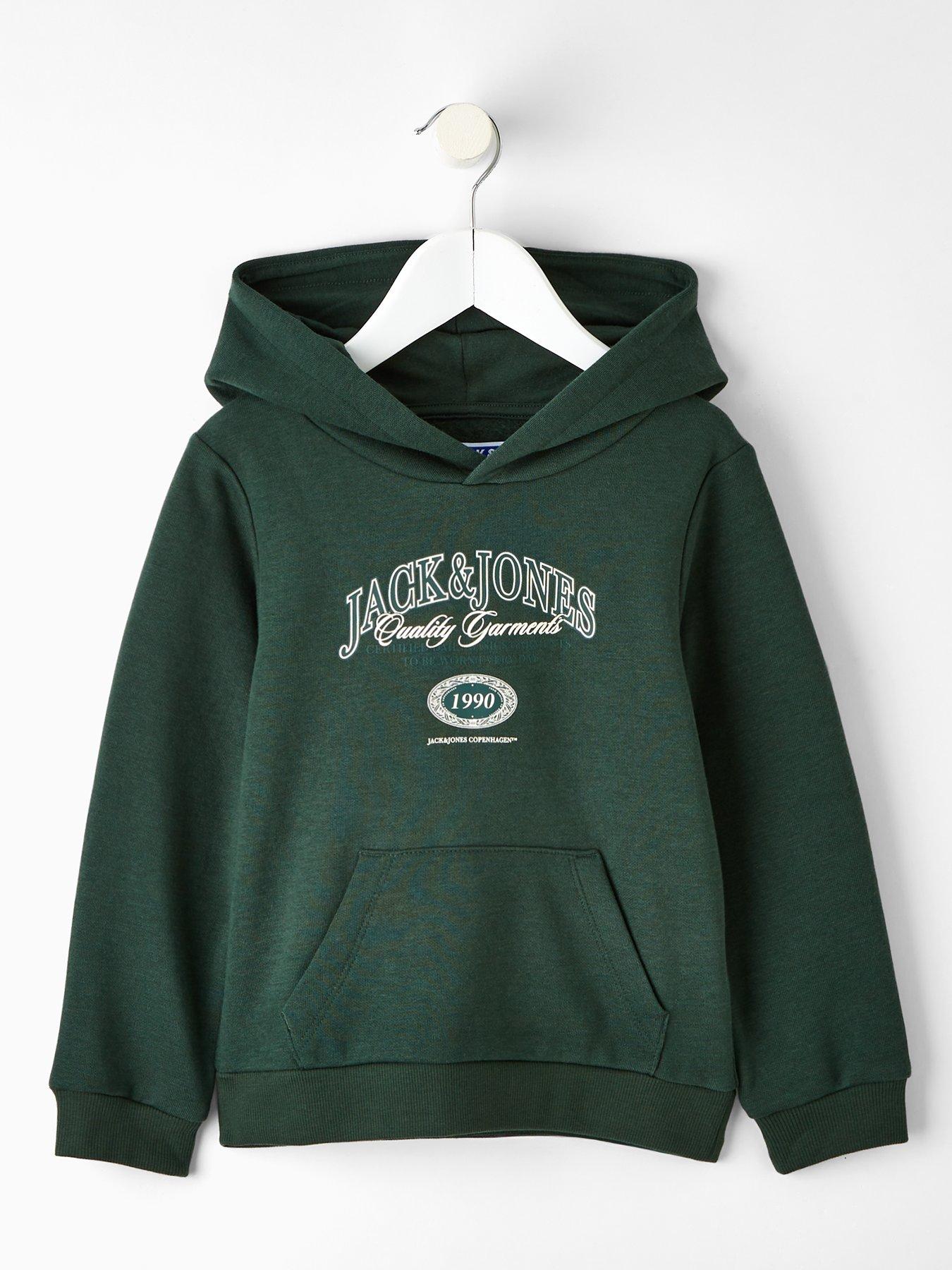  image of jack-jones-mini-younger-boys-ari-branding-hoodie-green