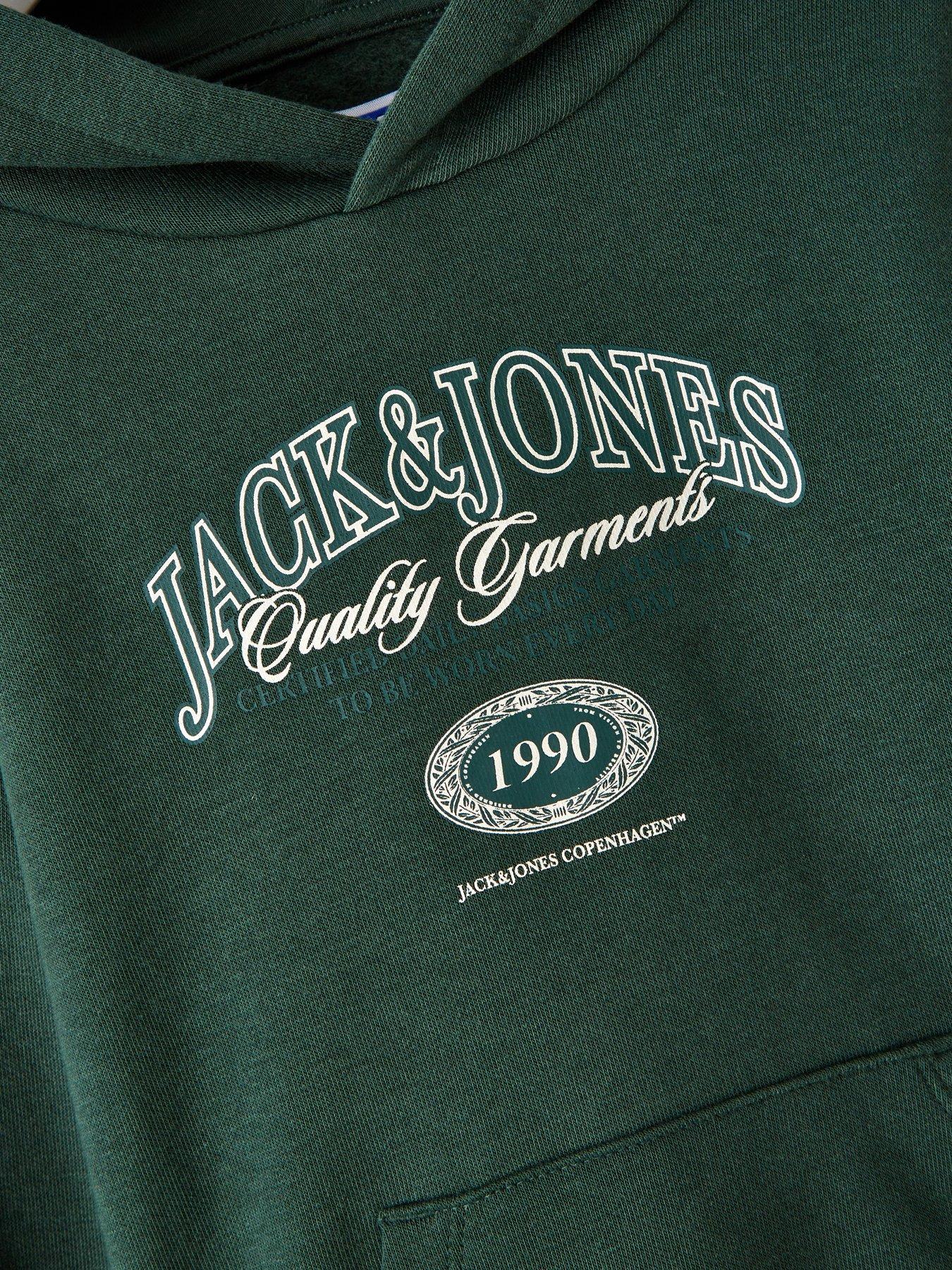  image of jack-jones-mini-younger-boys-ari-branding-hoodie-green