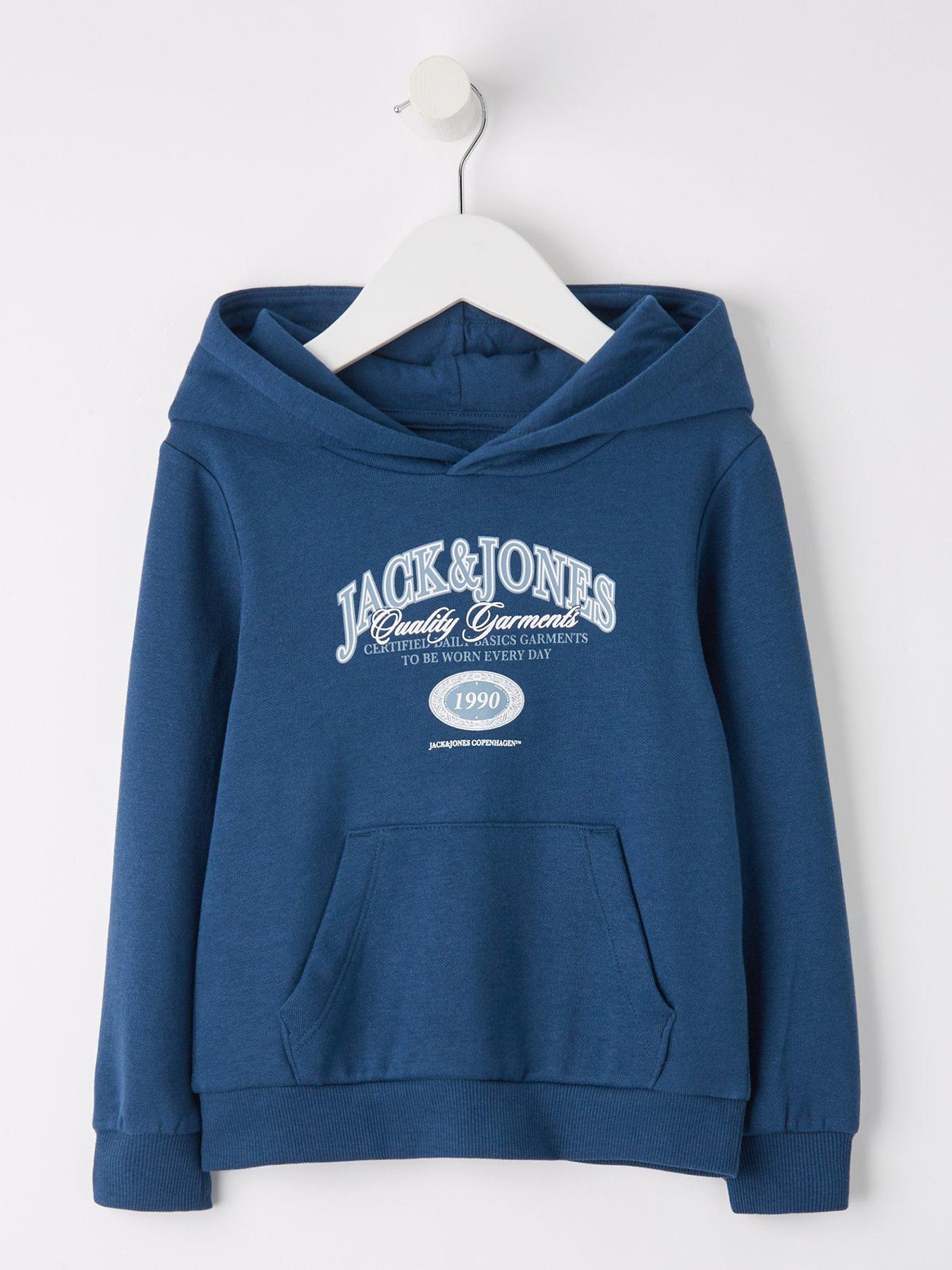 Jack & Jones Mini Younger Boys Ari Branding Hoodie - Blue