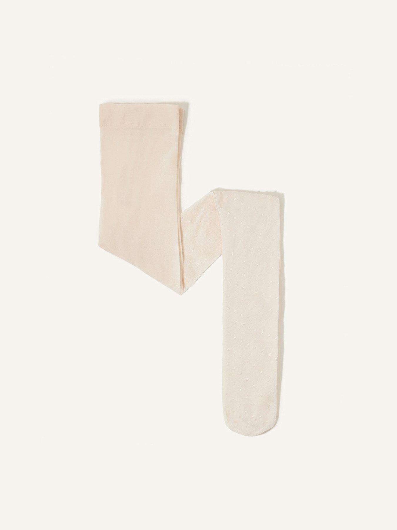 Image 2 of 3 of Monsoon Baby Girls Polka Dot Tights - Light Cream