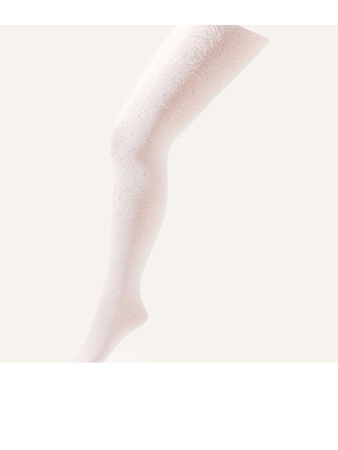 Image 1 of 3 of Monsoon Girls Bridal Spot Tights - White