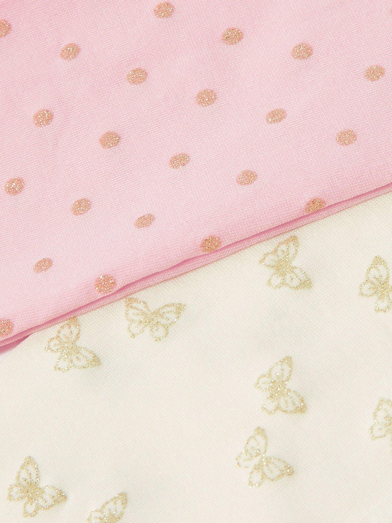 Image 2 of 3 of Monsoon Baby Girls 2 Pack Glittery Print Tights - Multi