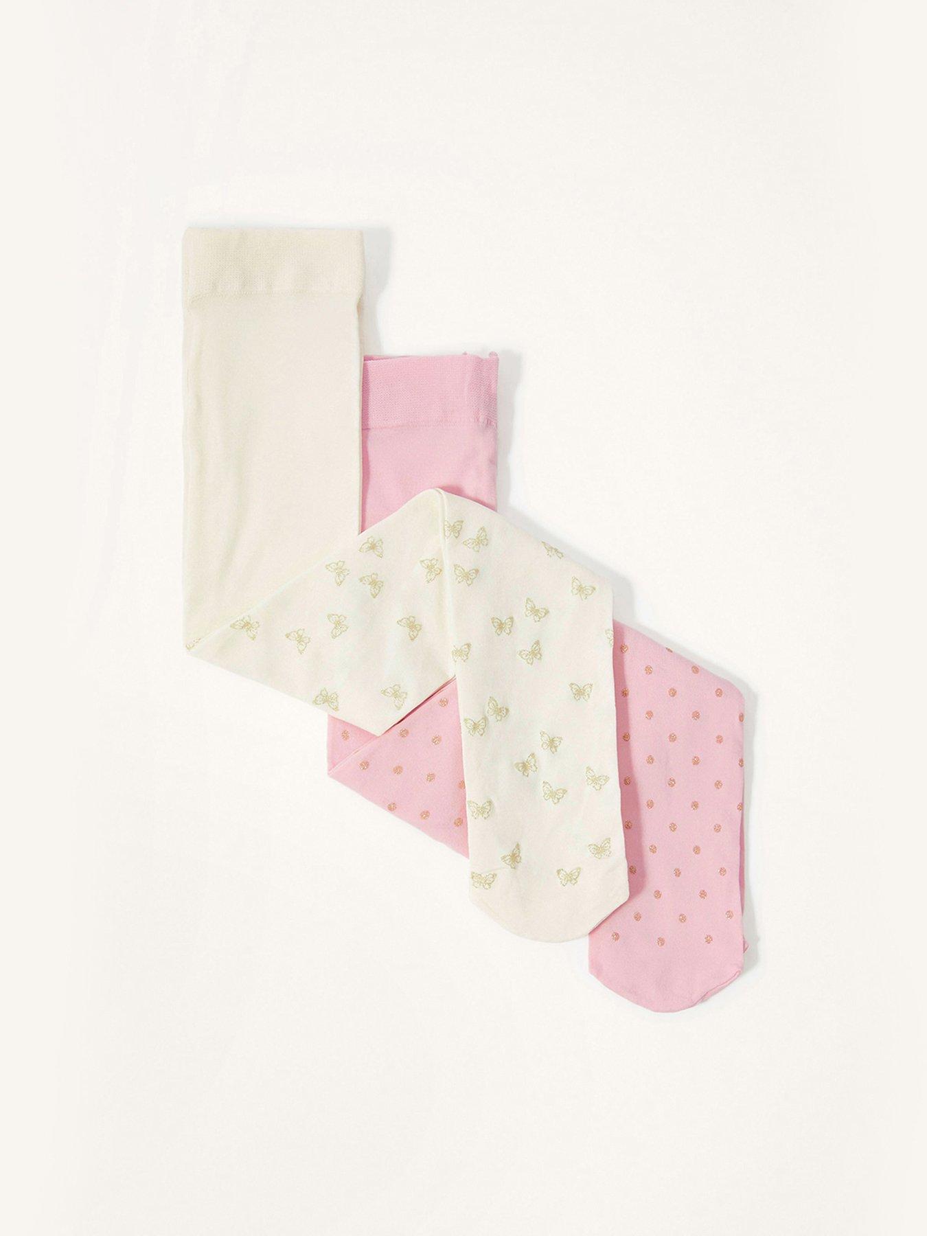 Image 3 of 3 of Monsoon Baby Girls 2 Pack Glittery Print Tights - Multi
