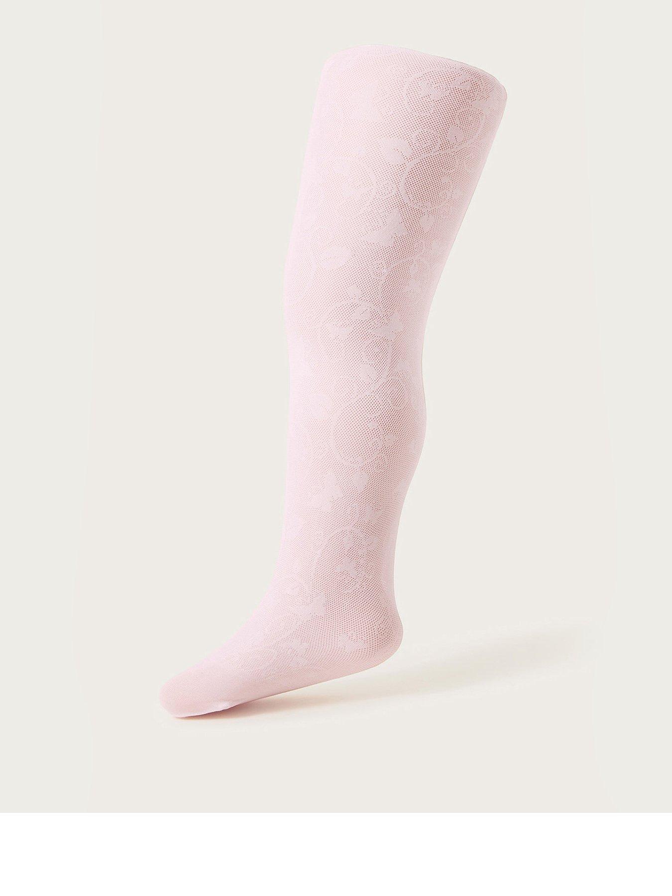Image 1 of 4 of Monsoon Baby Girls Butterfly Lace Tights - Pink