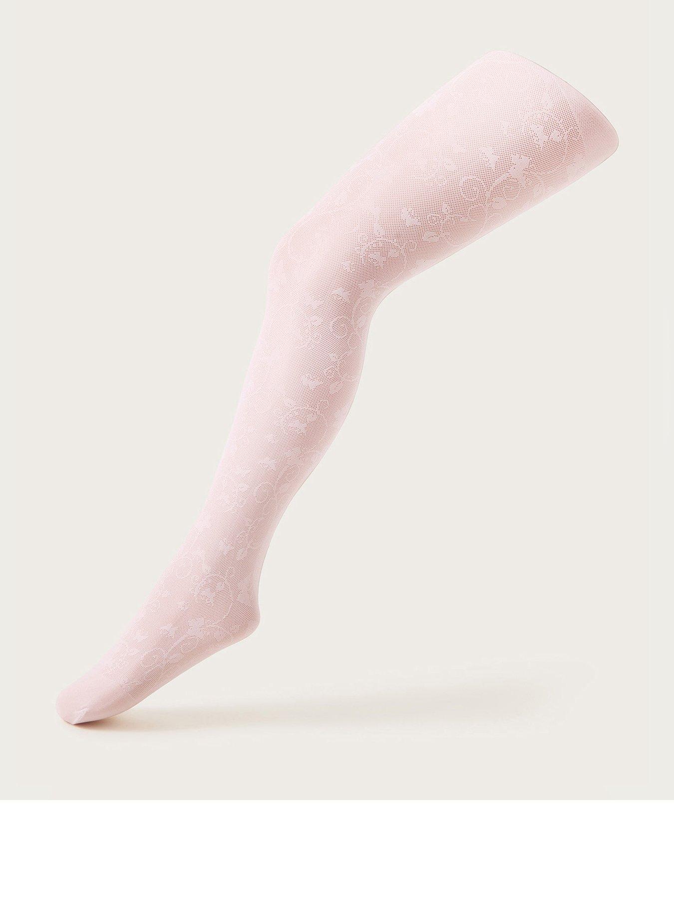 Image 1 of 2 of Monsoon Girls Lace Butterfly Tights - Pink