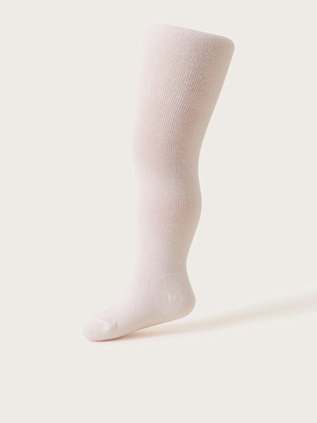Image 1 of 2 of Monsoon Baby Girls Frosted Cotton Tights - Light Cream