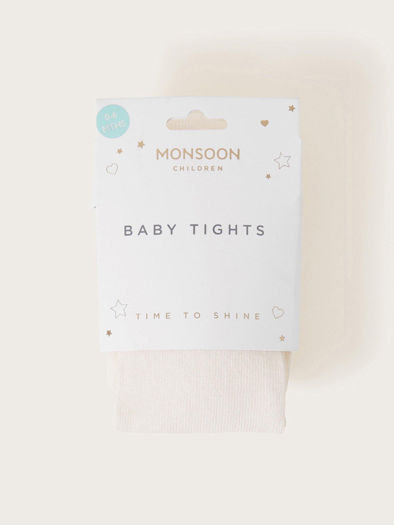 Image 2 of 2 of Monsoon Baby Girls Frosted Cotton Tights - Light Cream