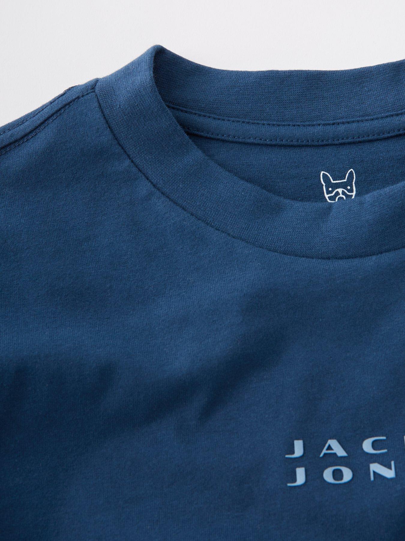  image of jack-jones-junior-boys-badge-short-sleeve-t-shirt-blue