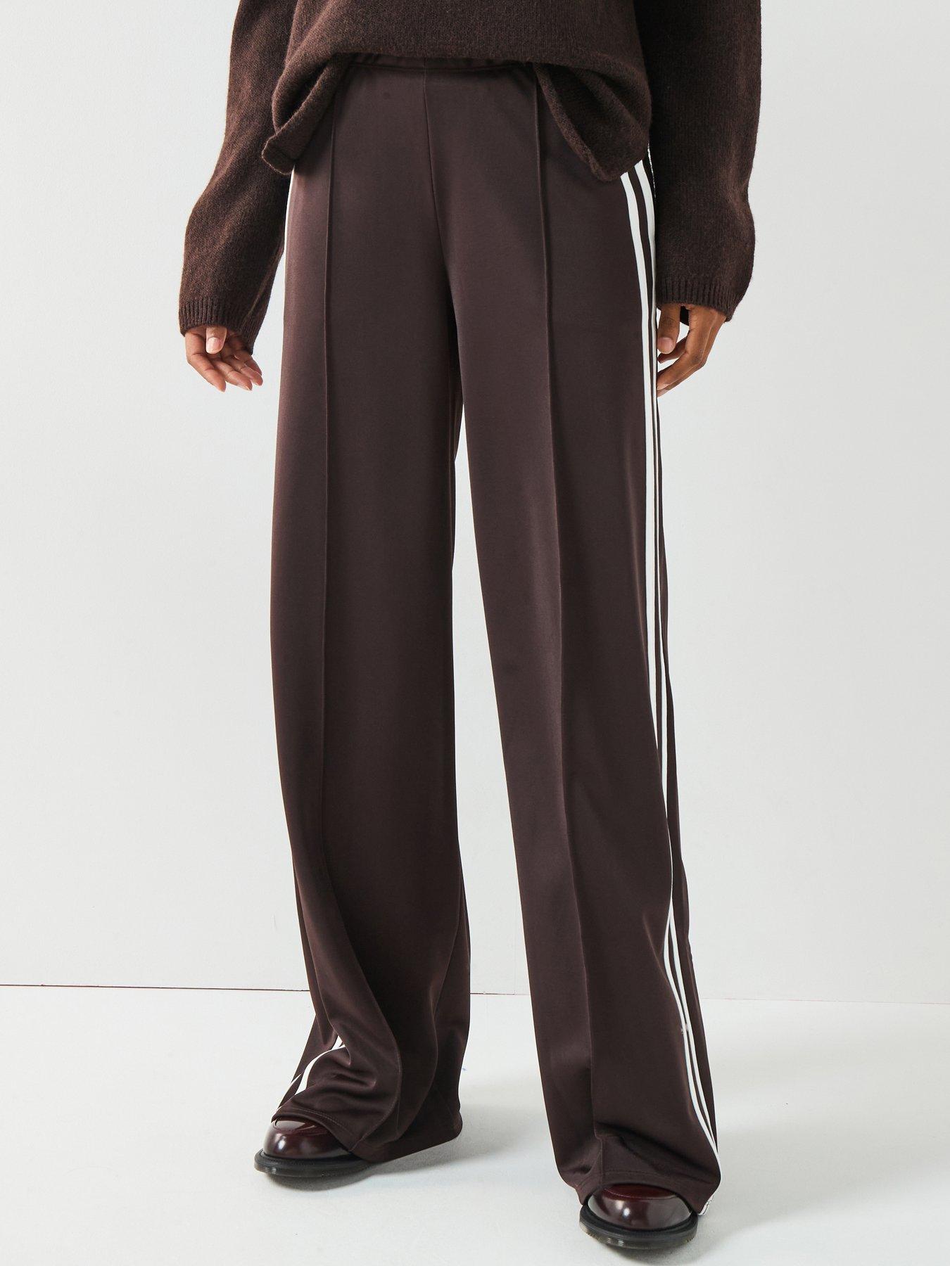 The Very Collection Wide Leg High Waisted Side Stripe Jogger - Brown