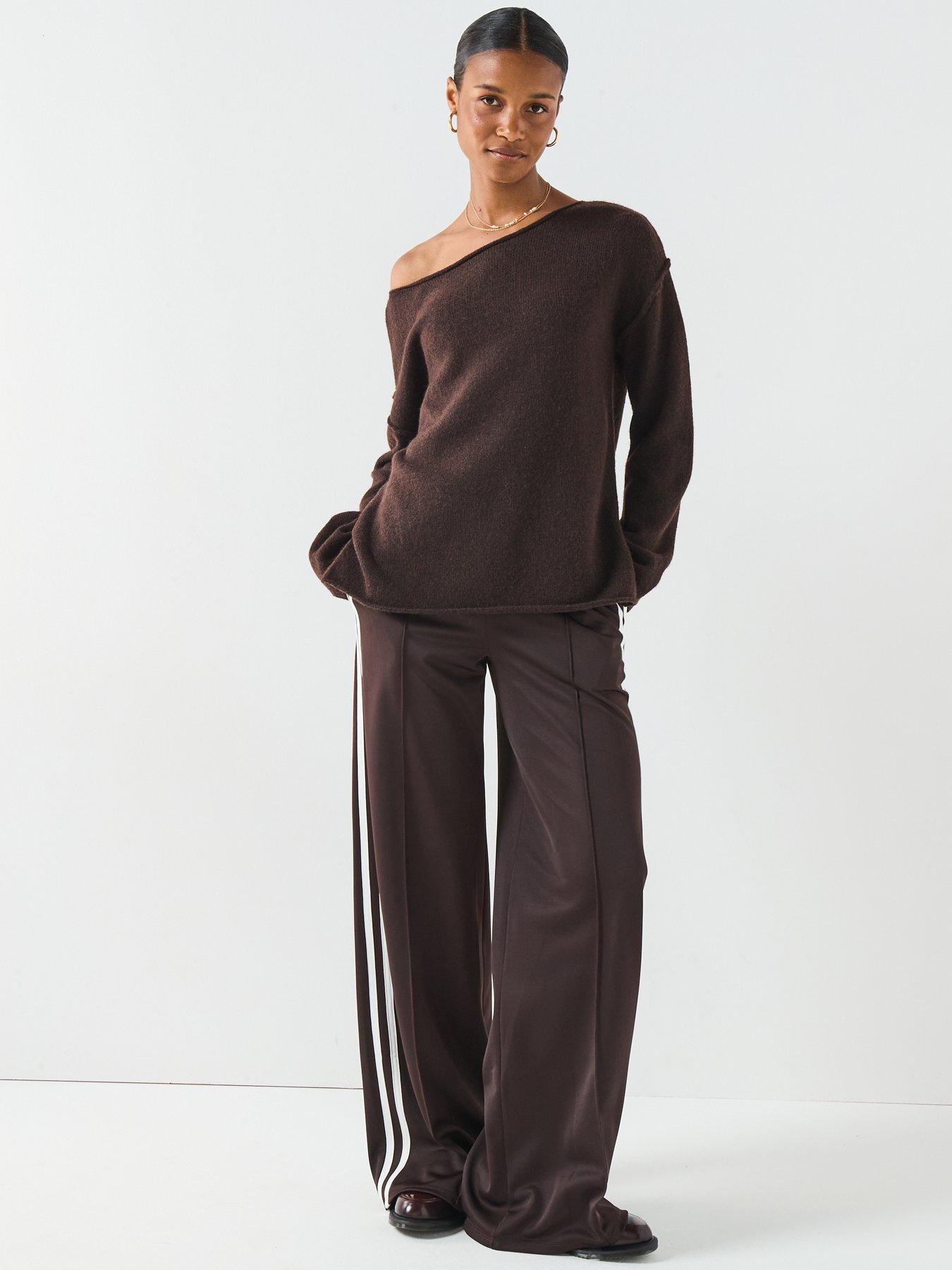 Image 3 of 6 of V by Very Wide Leg High Waisted Jogger - Brown