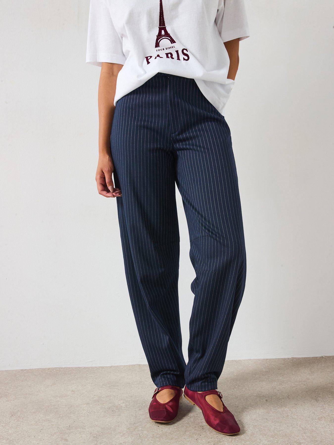 undefined Stripe Barrel Leg Trousers - Stripe