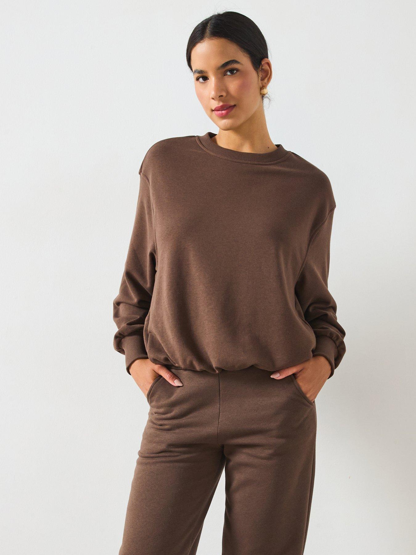 undefined Bubble Hem Sweatshirt - Brown
