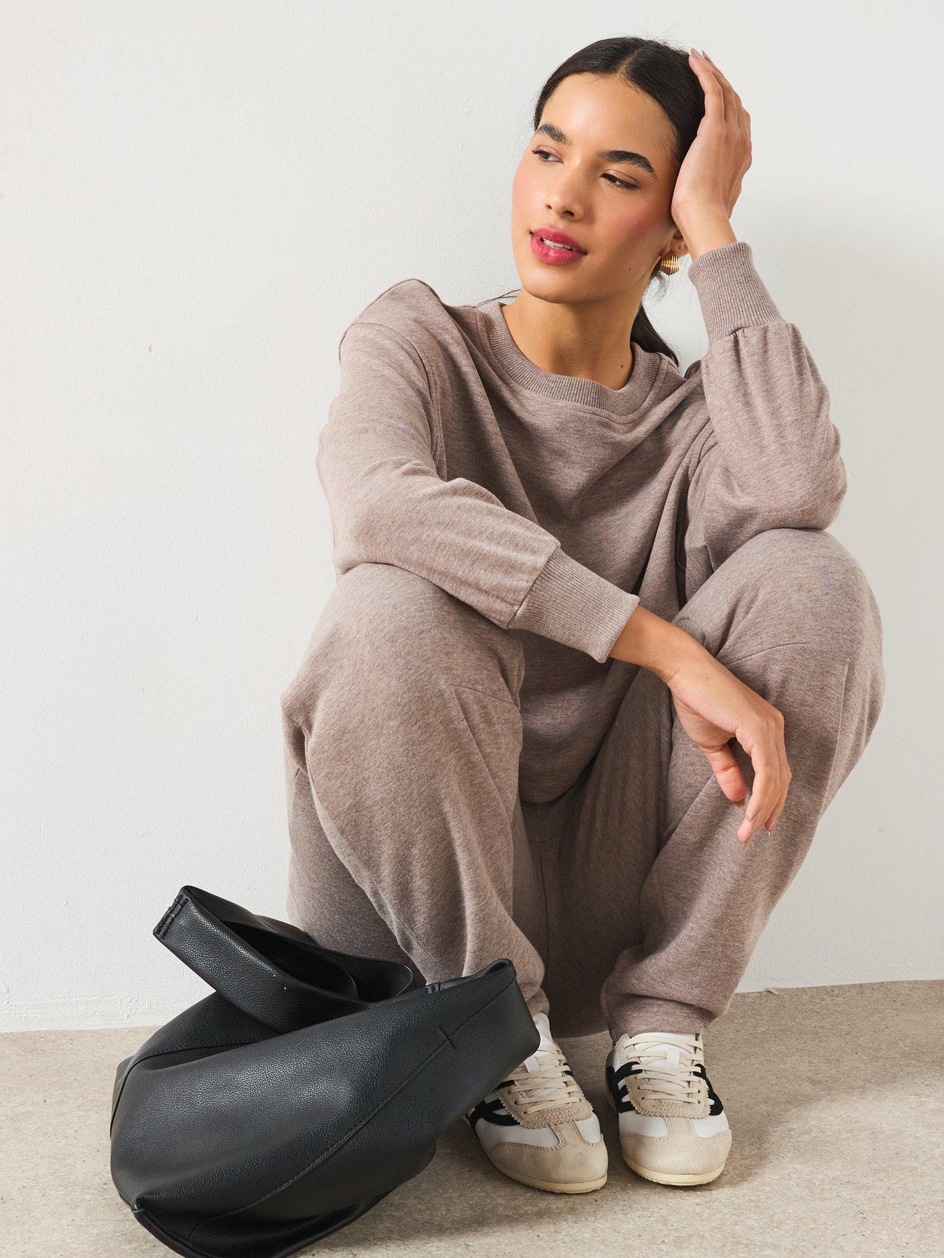 Image 4 of 6 of V by Very Barrel Leg Joggers - Oatmeal Marl