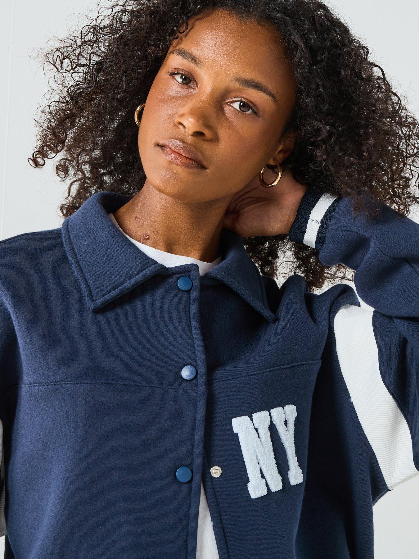 Image 4 of 6 of V by Very Button Up Varsity Bomber Jacket - Navy