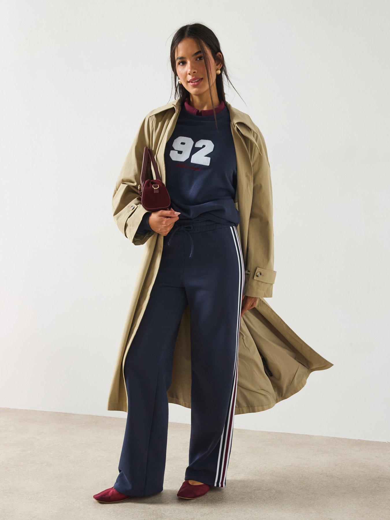 V by Very Wide Leg Side Stripe Joggers Co-Ord - Navy