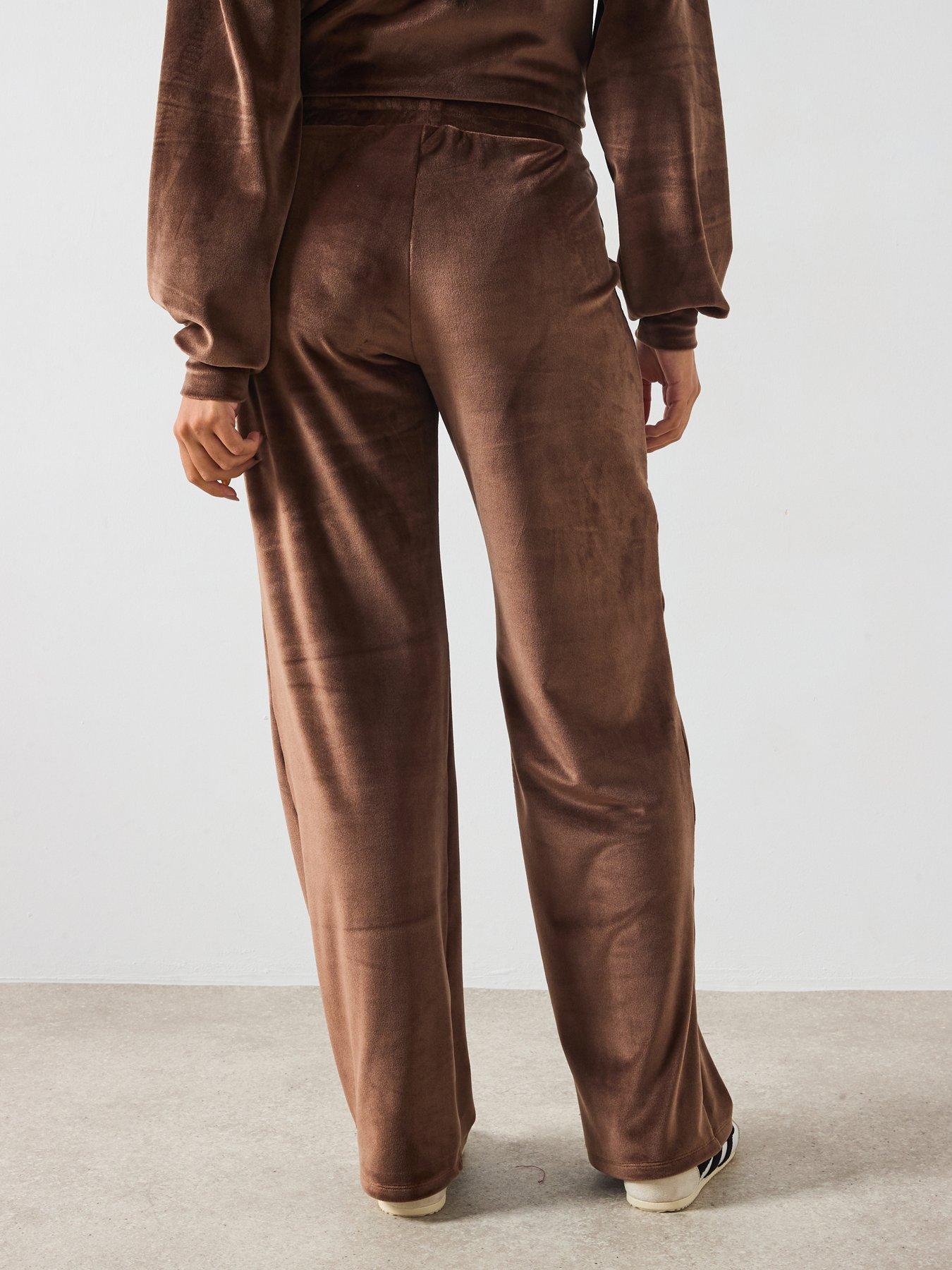Image 2 of 6 of V by Very Velour Wide Leg Joggers Co-Ord - Brown