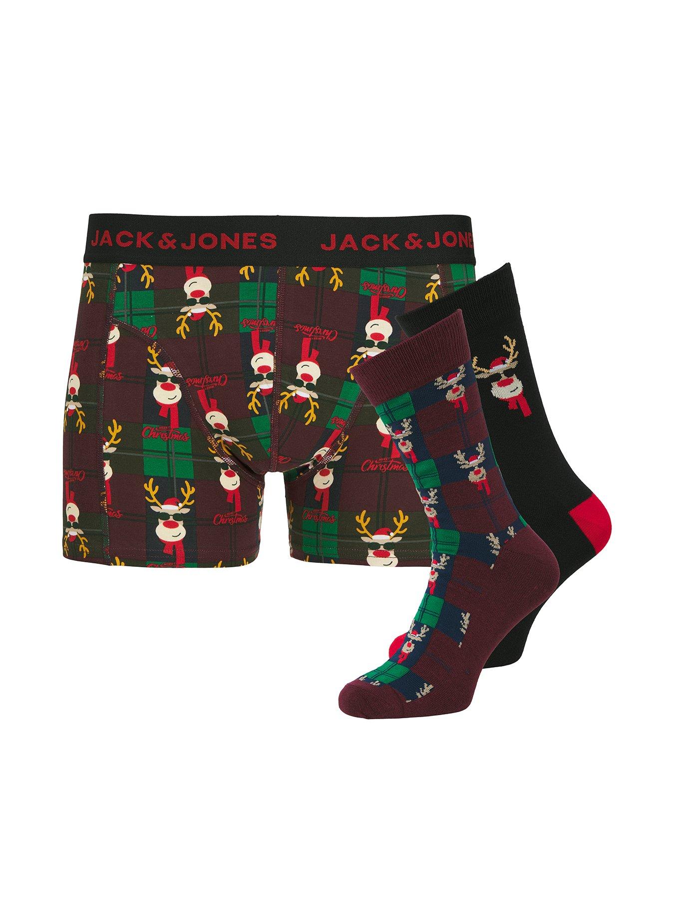 Jack & Jones Junior Boys Christmas Trunks And Socks Giftbox Set - Multi