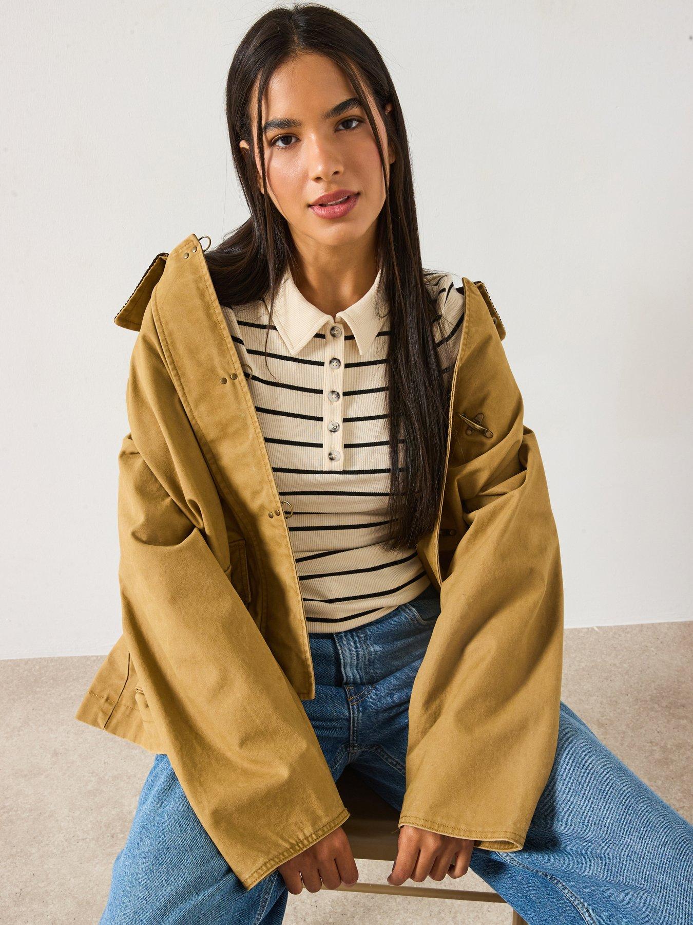 Image 6 of 6 of V by Very Collar Detail Stripe Rib Top - Stripe