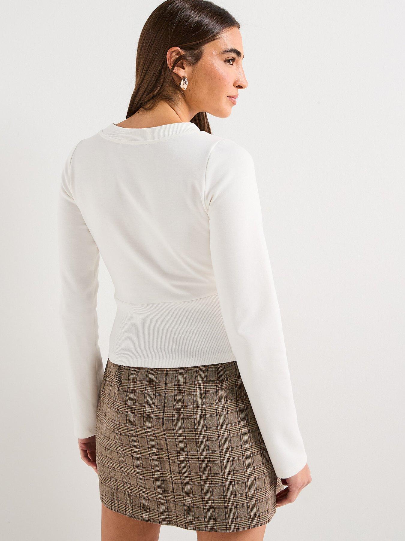Image 2 of 6 of V by Very Button Up Deep Waistband Sweatshirt Co-Ord - Cream