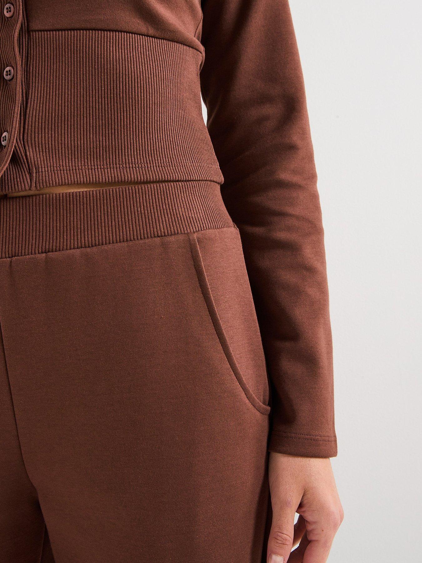 Image 5 of 5 of V by Very Wide Leg Joggers Co-Ord - Brown