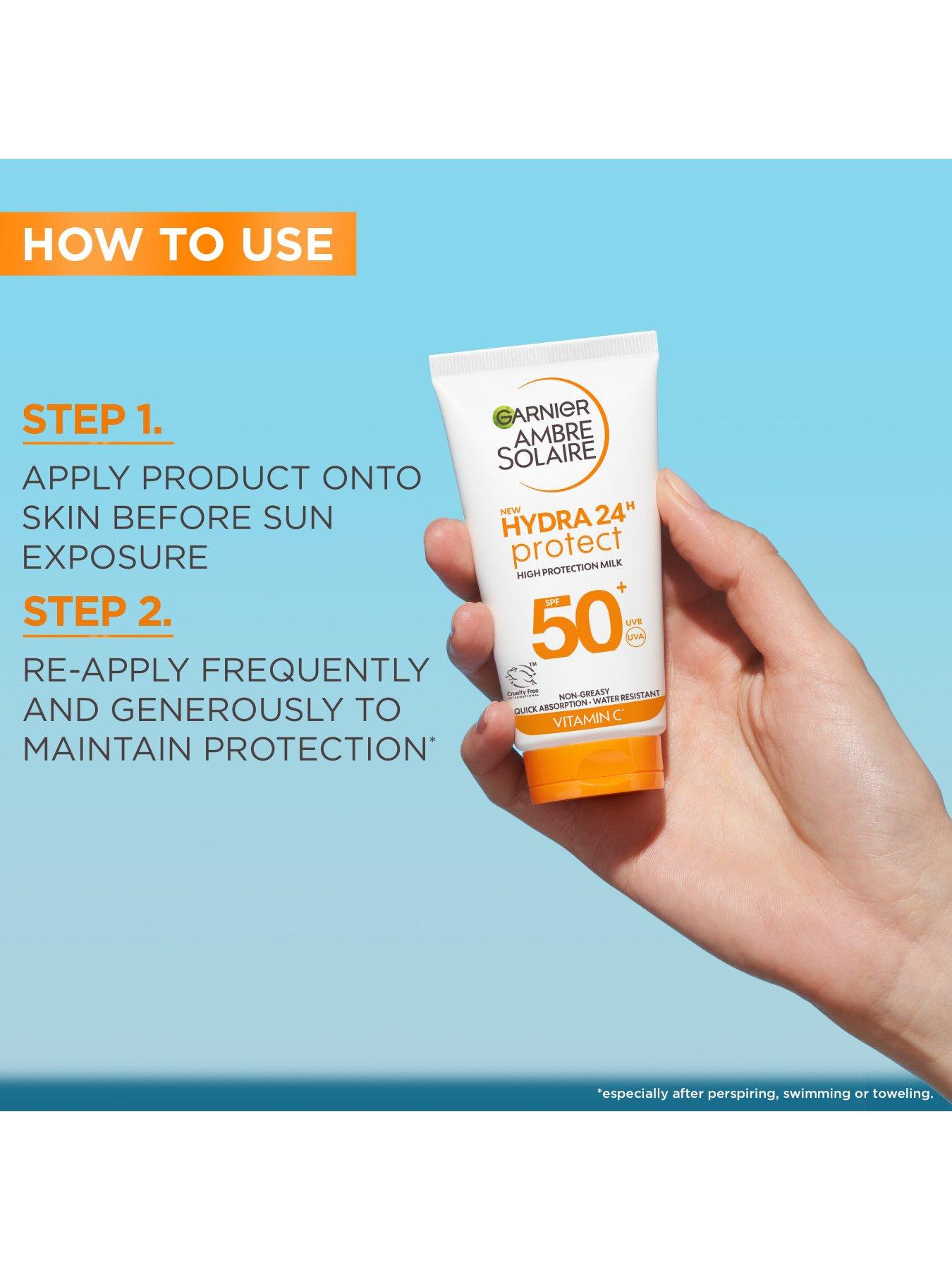 Image 5 of 7 of Garnier Ambre Solaire SPF 50+ Hydra 24 Hour Protect High protection UVB &amp; UVA hydrating sun cream lotion