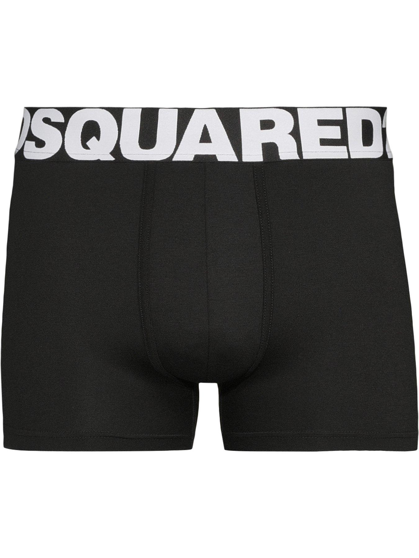  image of dsquared2-dsquared-large-logo-waistband-trunks-black