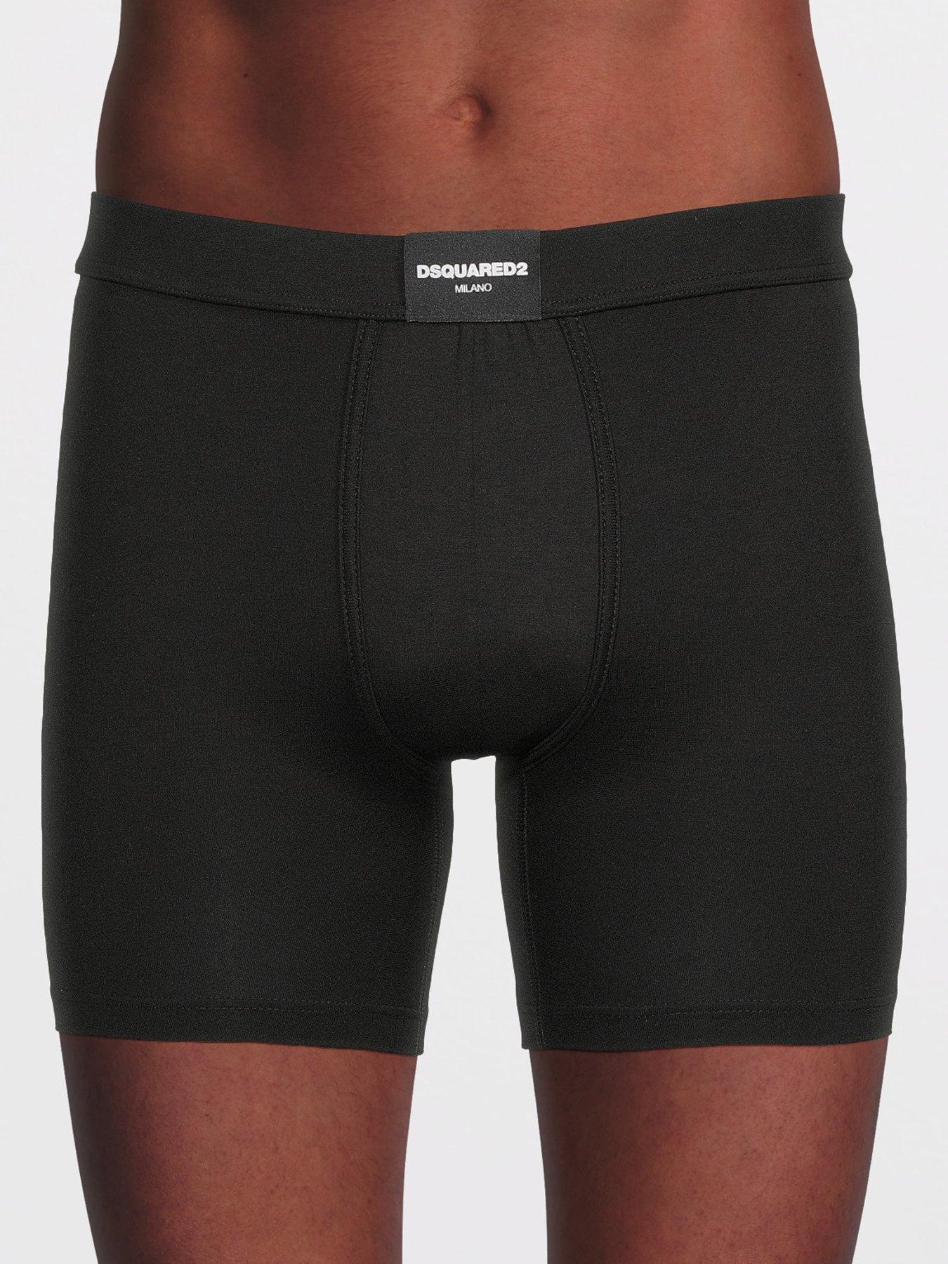 front image of dsquared2-dsquared-badge-logo-long-leg-trunks-black