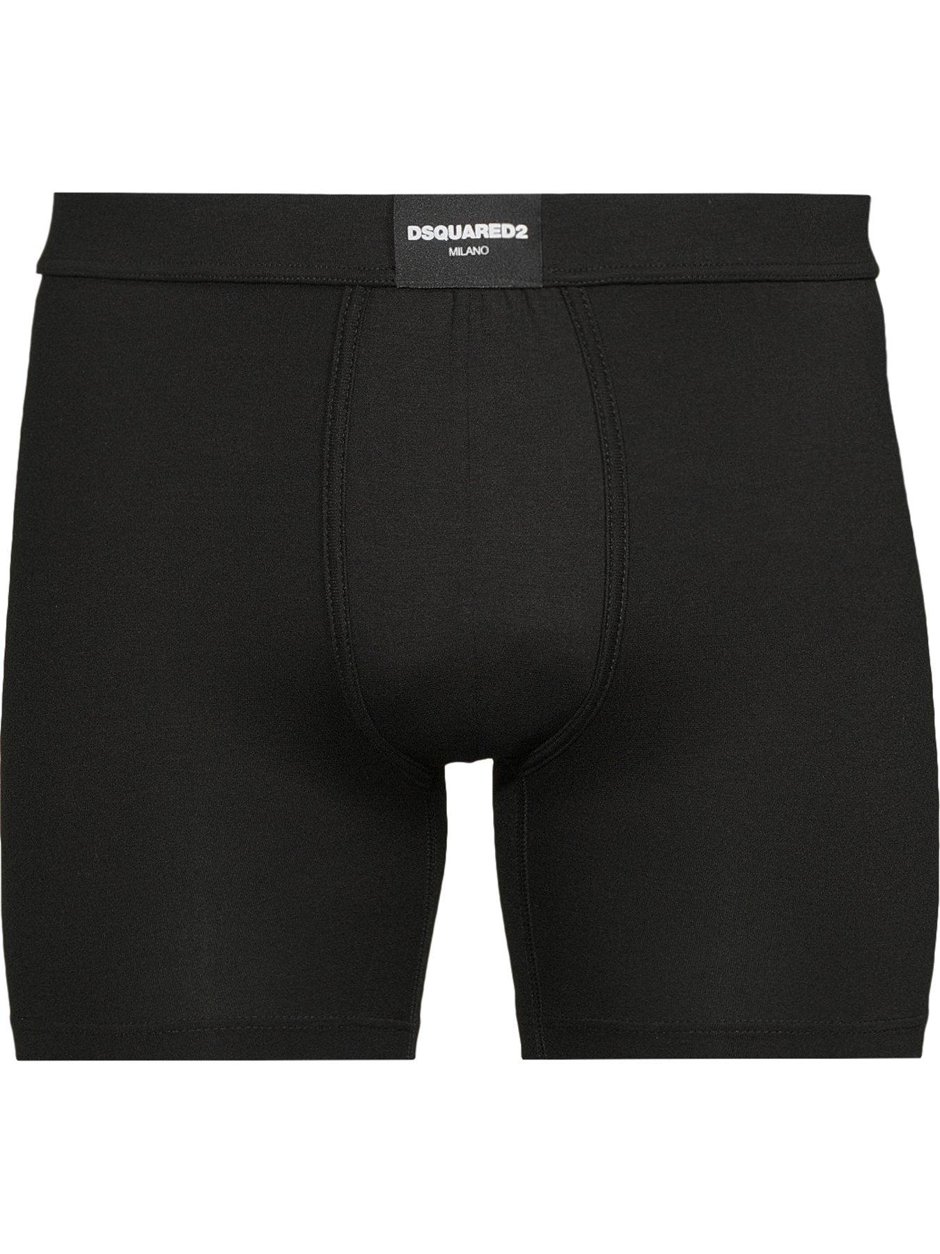  image of dsquared2-dsquared-badge-logo-long-leg-trunks-black