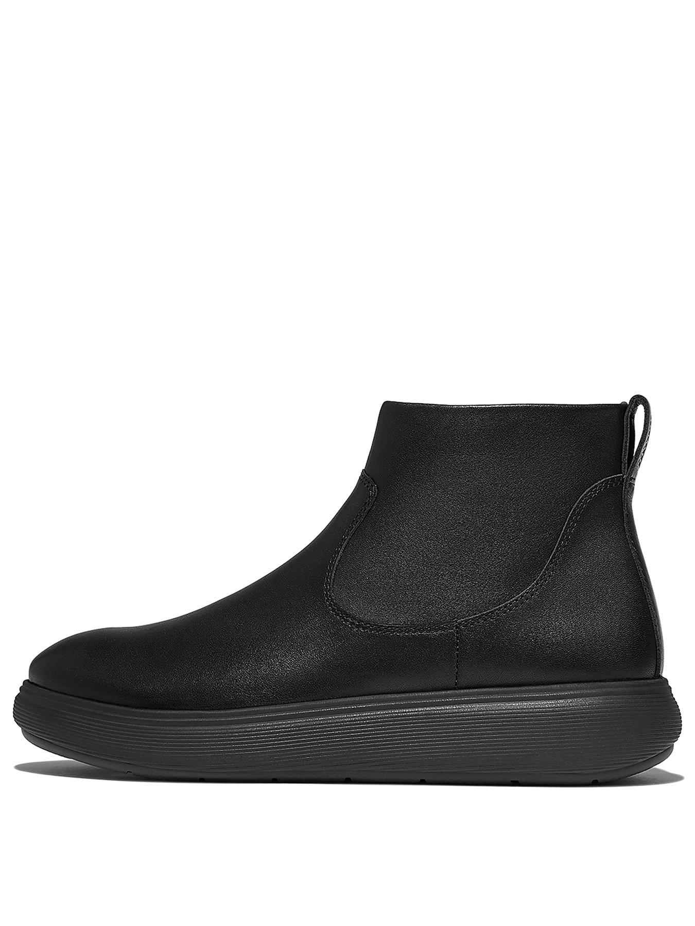 Image 2 of 6 of FitFlop Iq-Comff Leather Zip Ankle Boots- Black