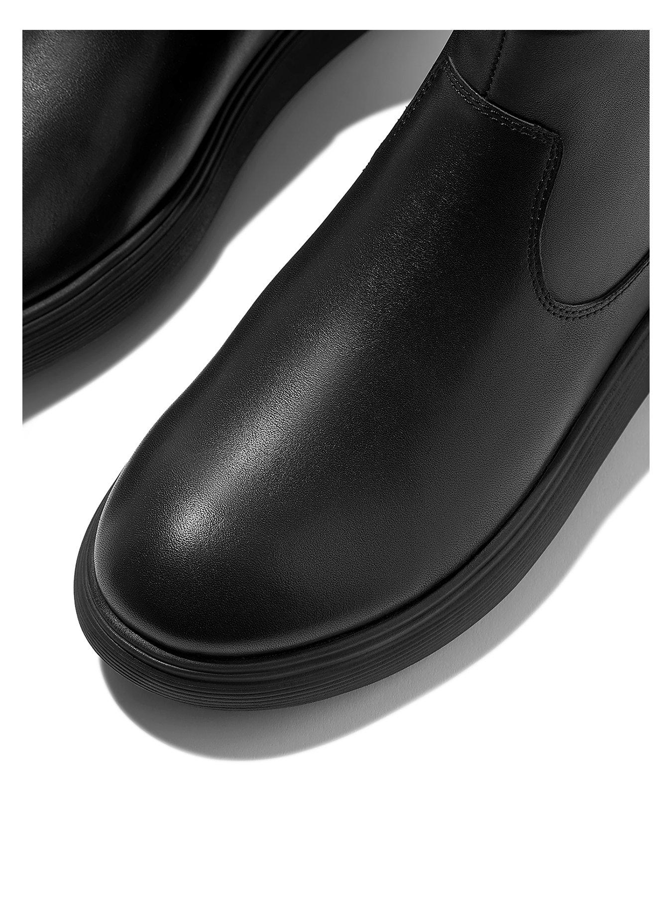 Image 4 of 6 of FitFlop Iq-Comff Leather Zip Ankle Boots- Black