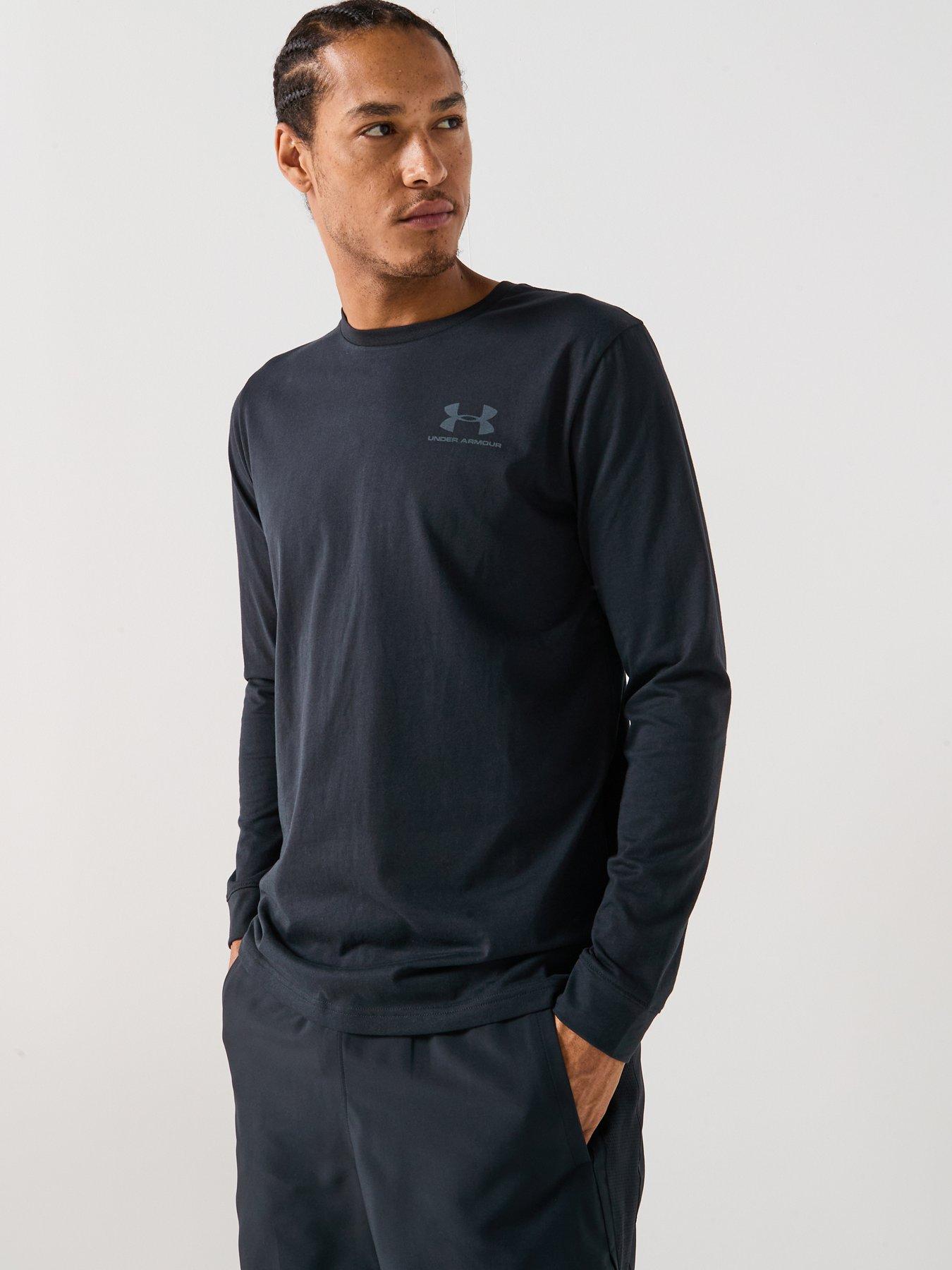 undefined Mens Training Sportstyle Left Chest Logo Long Sleeve T-Shirt - Black/Grey