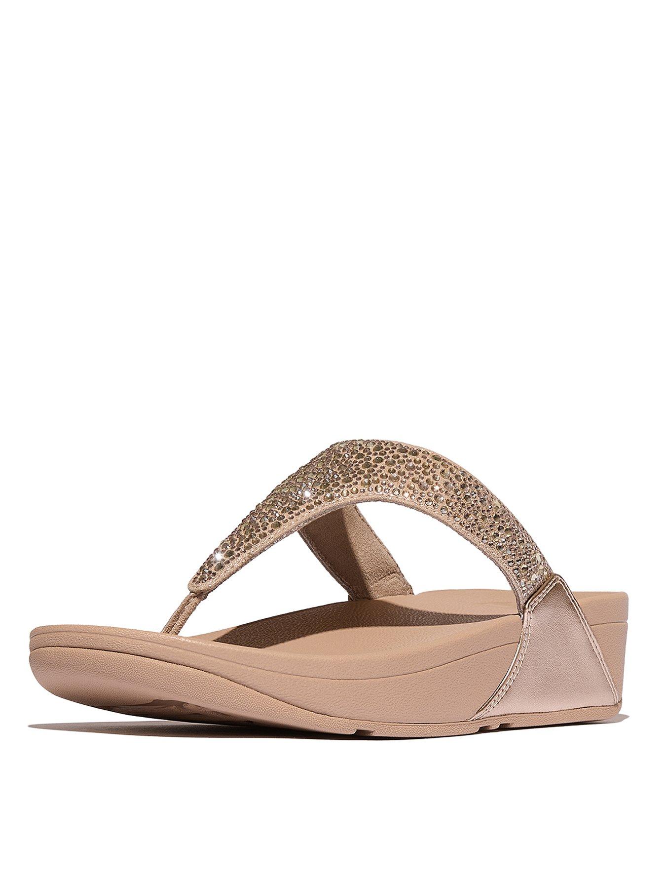 Image 2 of 5 of FitFlop Lulu Crystal Mix Toe-post Sandal - Metallic Classic Beige